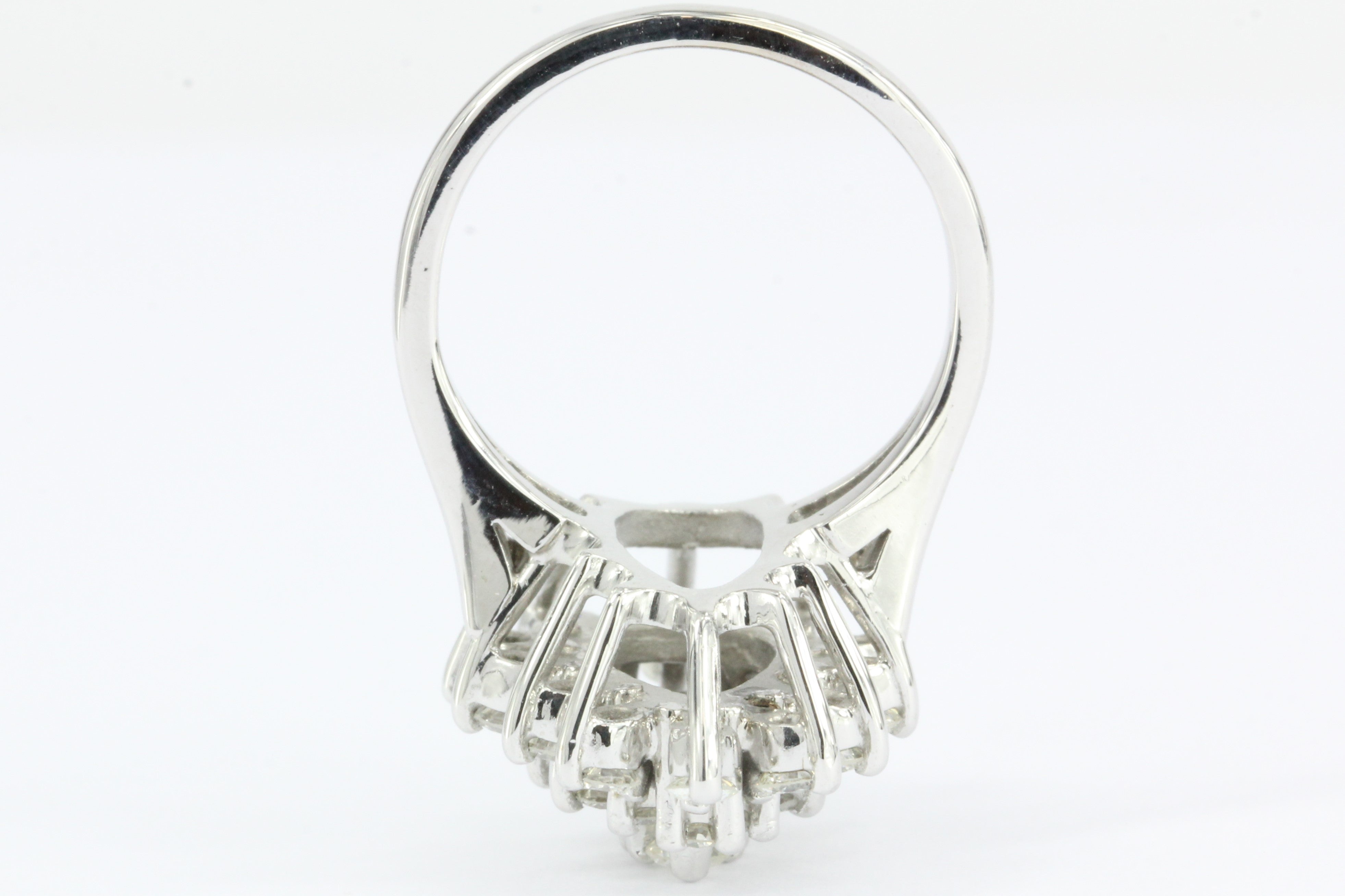Retro 14K White Gold Diamond Cluster Raindrop Tru Brite Ring 1.5 CTW - Queen May