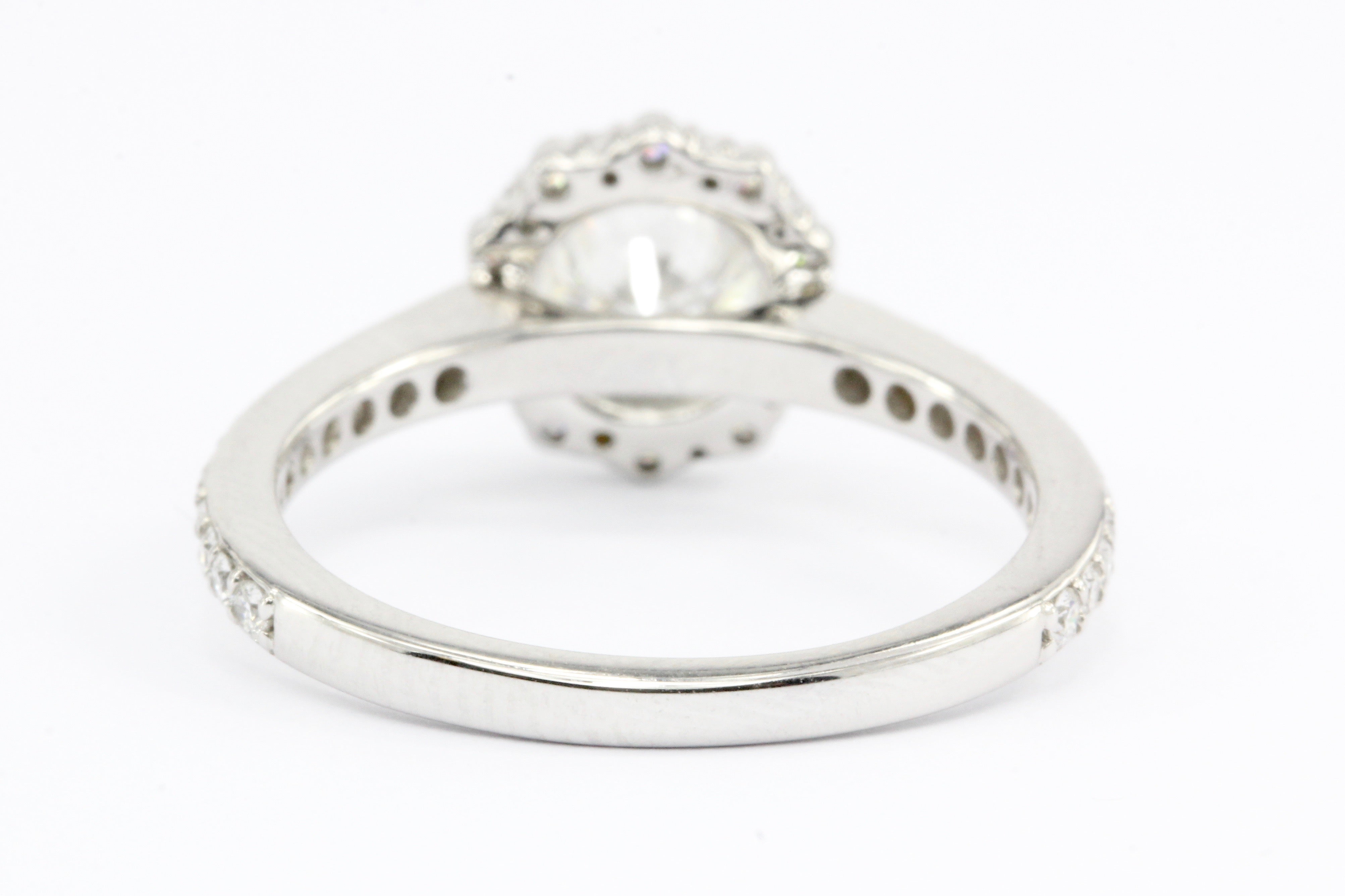 18K White Gold 1.04 Carat Diamond Halo Engagement Ring 1.6 CTW - Queen May