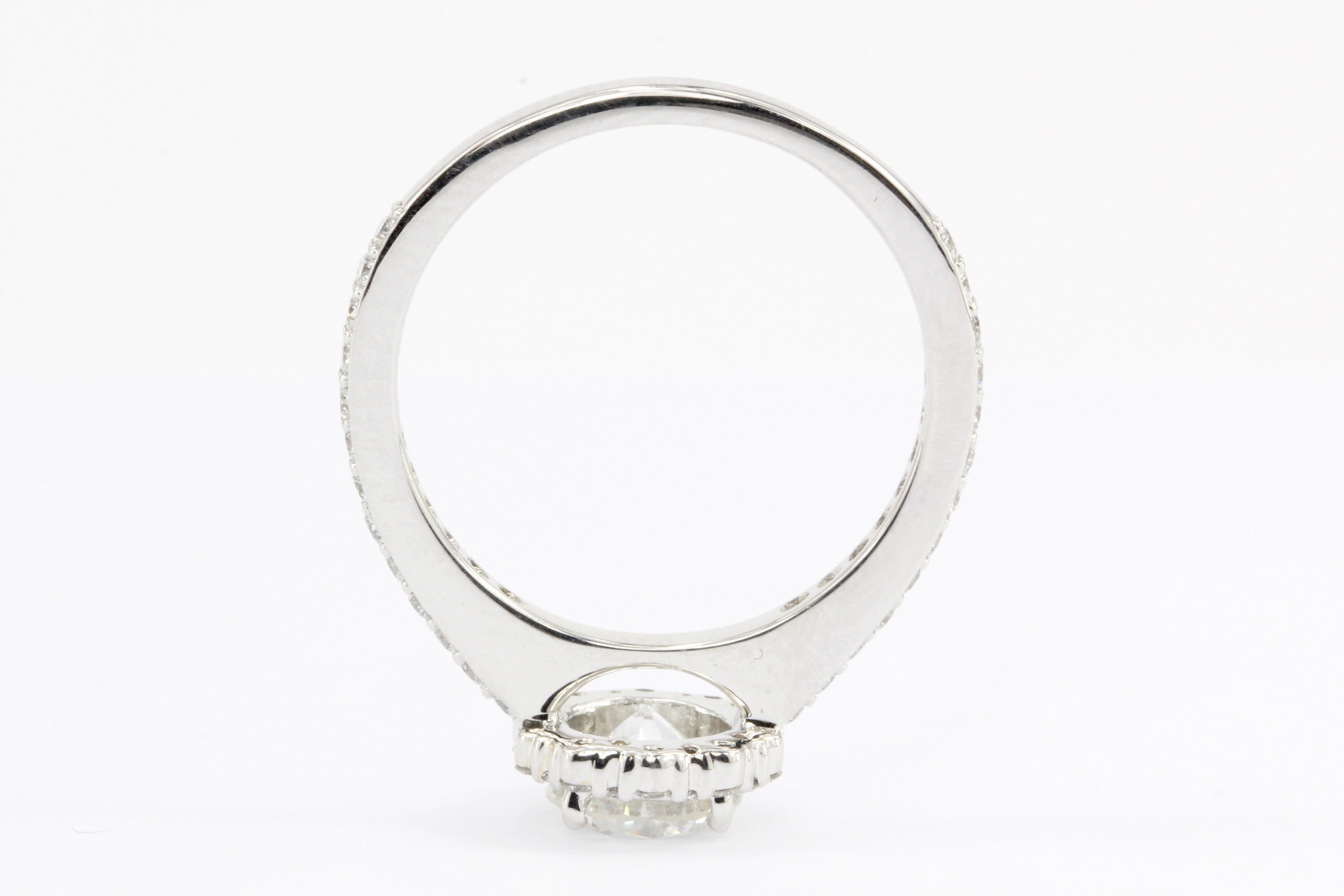 18K White Gold 1.04 Carat Diamond Halo Engagement Ring 1.6 CTW - Queen May