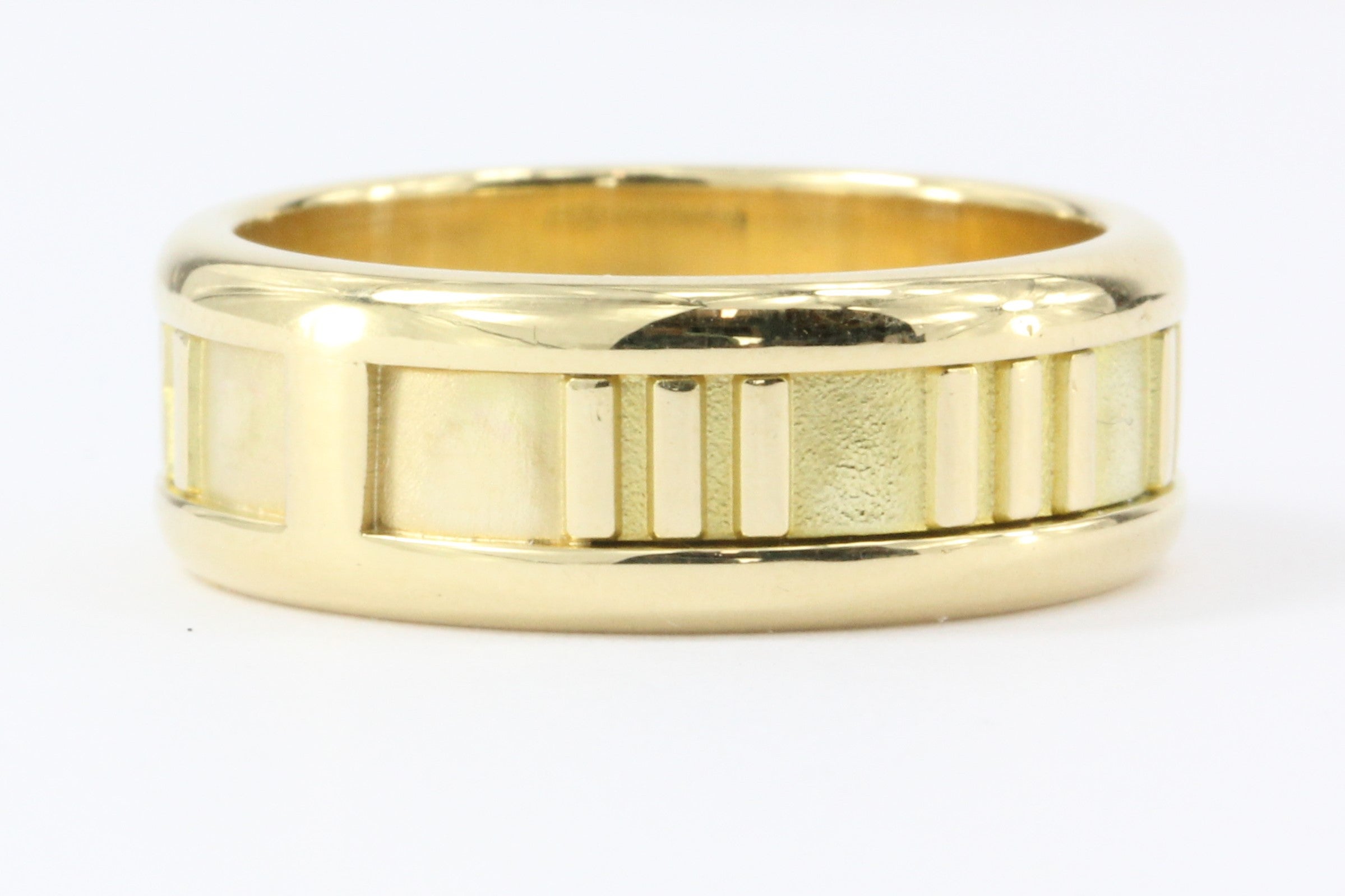 Tiffany & Co 18k Gold Atlas Collection 7mm Band Ring Size 7 - Queen May