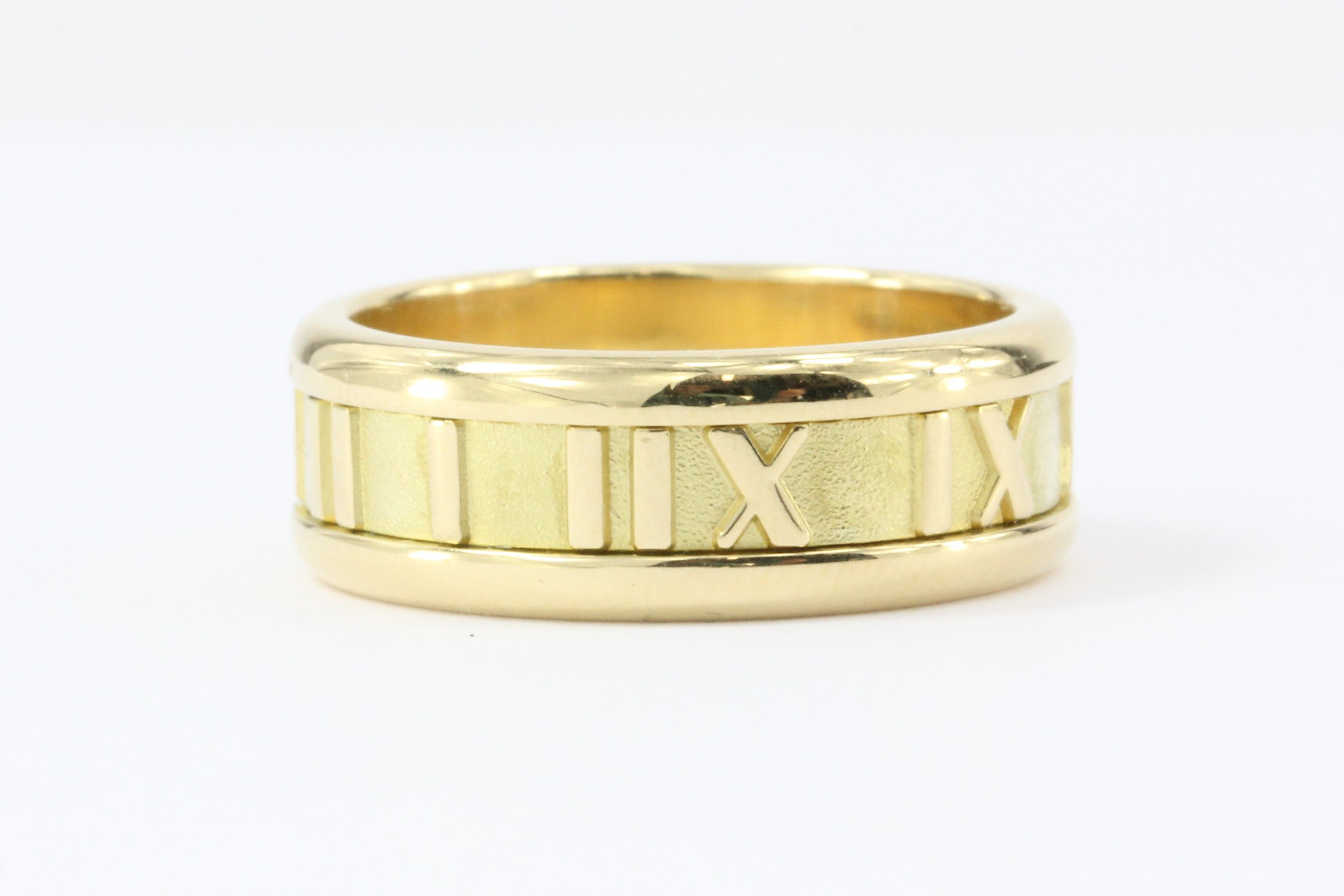 Tiffany & Co 18k Gold Atlas Collection 7mm Band Ring Size 7 - Queen May