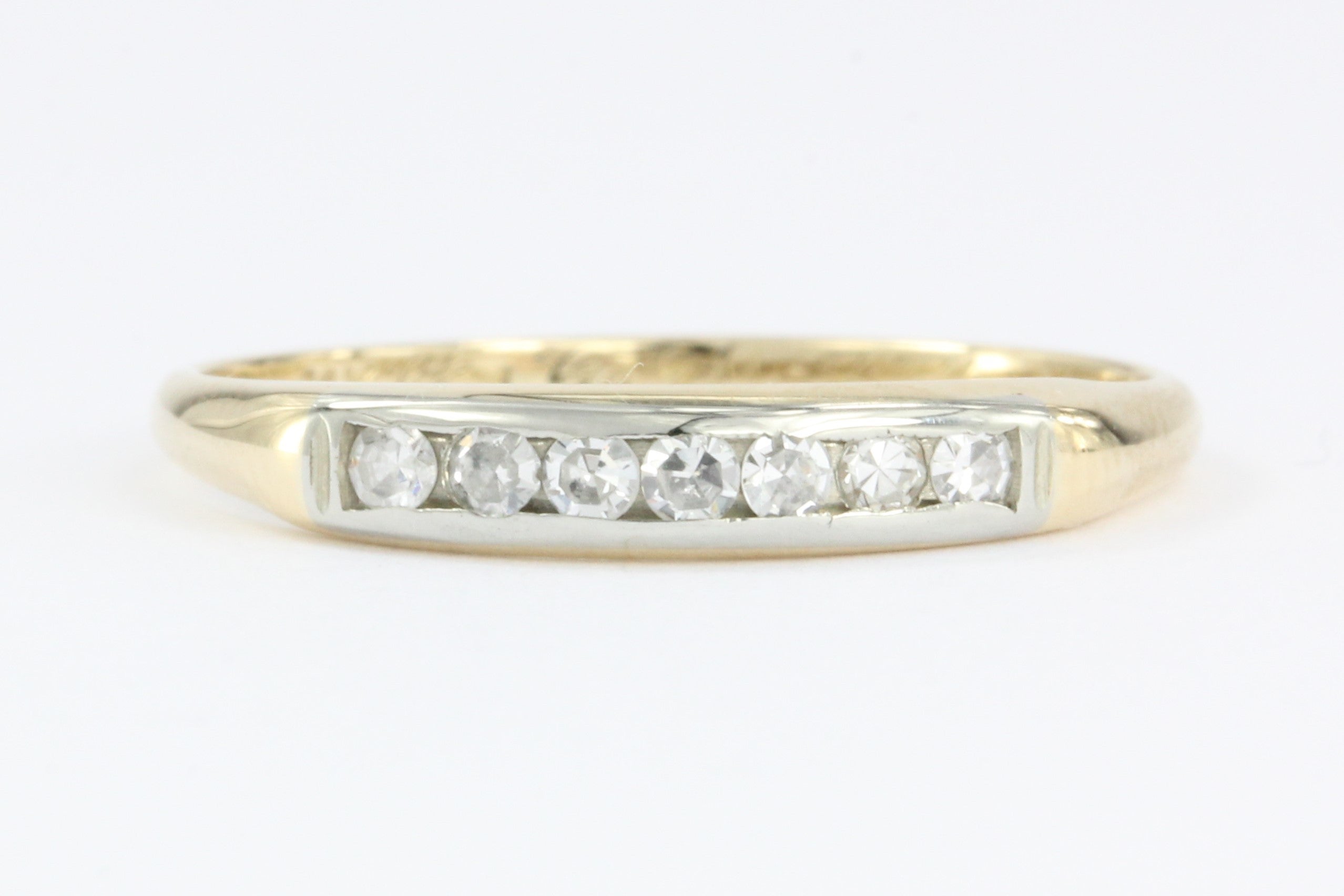 Retro WWII era 14K Gold Diamond Wedding Band c.1940 - Queen May