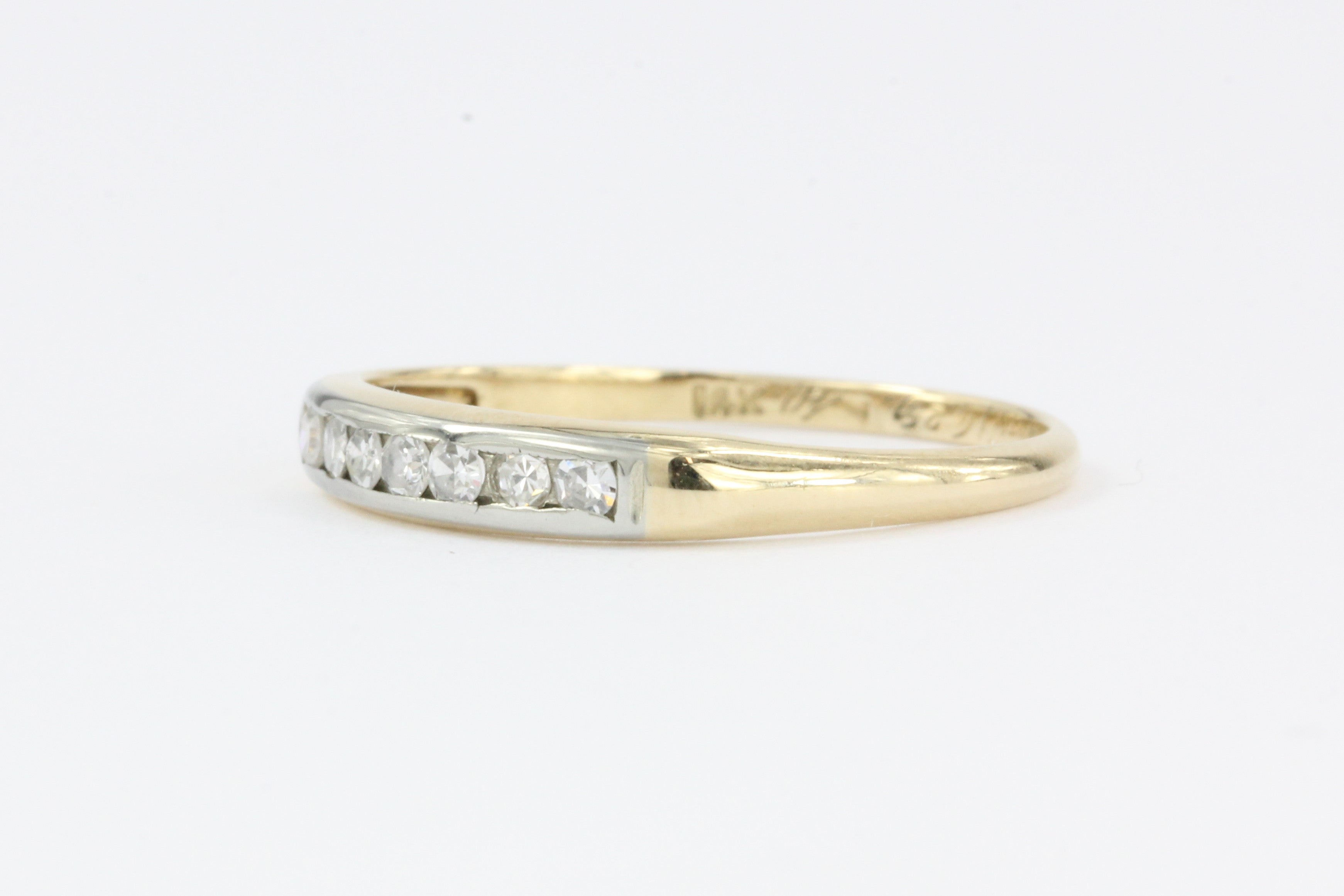 Retro WWII era 14K Gold Diamond Wedding Band c.1940 - Queen May