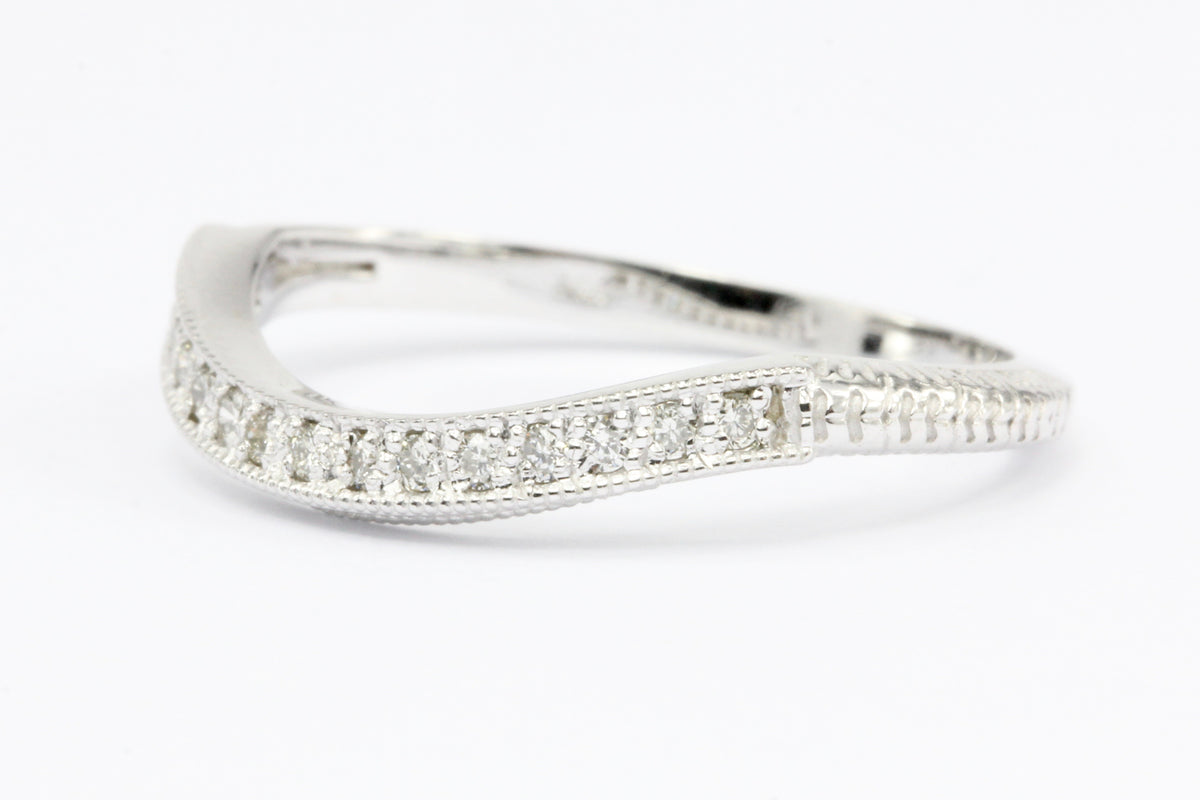 14K White Gold Half Eternity Diamond Band Ring Jacket Size 6.5 - Queen May