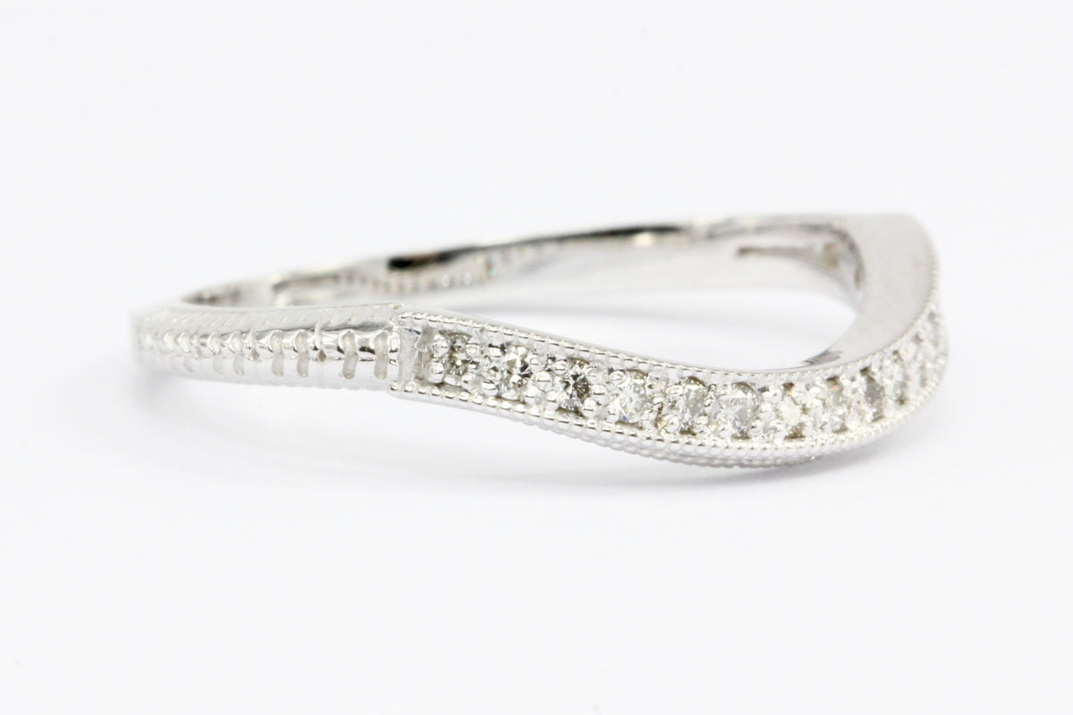 14K White Gold Half Eternity Diamond Band Ring Jacket Size 6.5 - Queen May