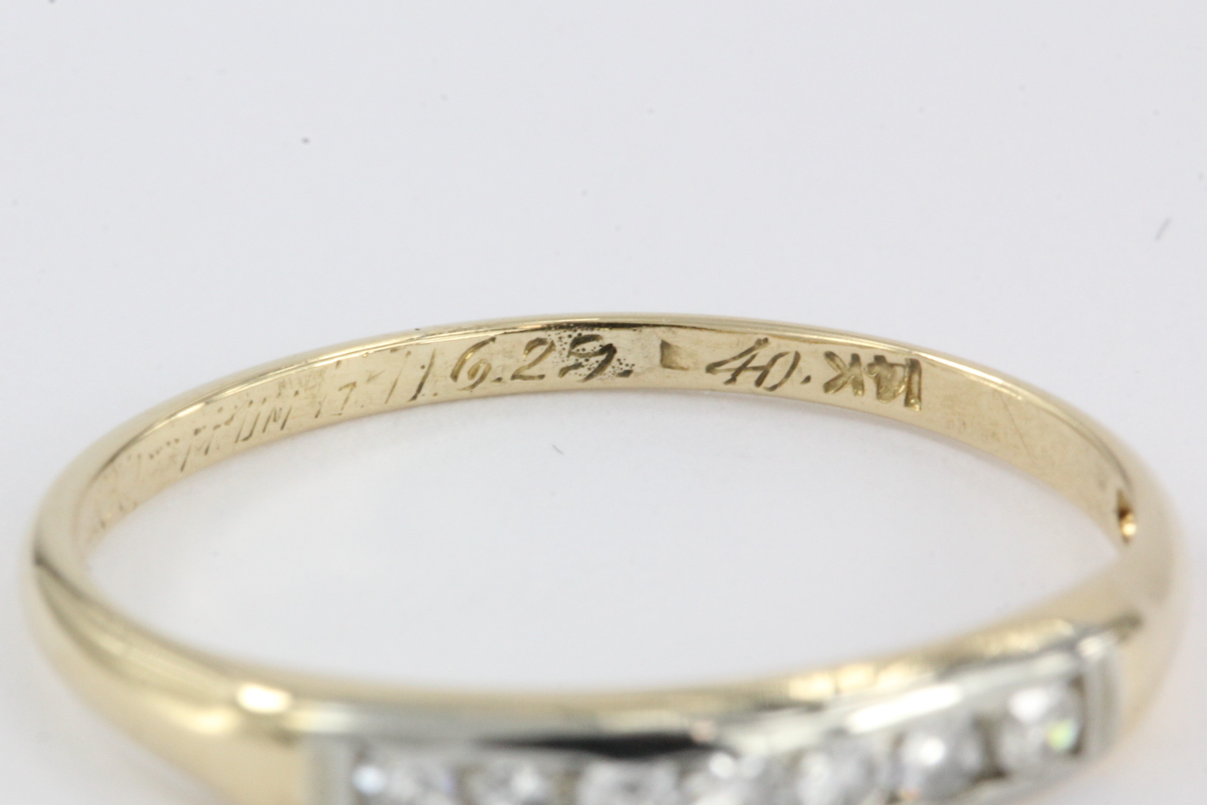 Retro WWII era 14K Gold Diamond Wedding Band c.1940 - Queen May