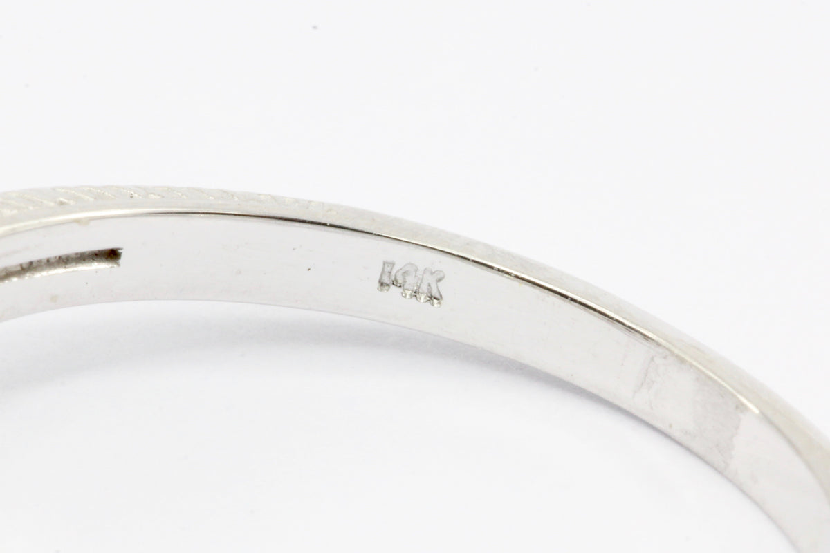 14K White Gold Half Eternity Diamond Band Ring Jacket Size 6.5 - Queen May
