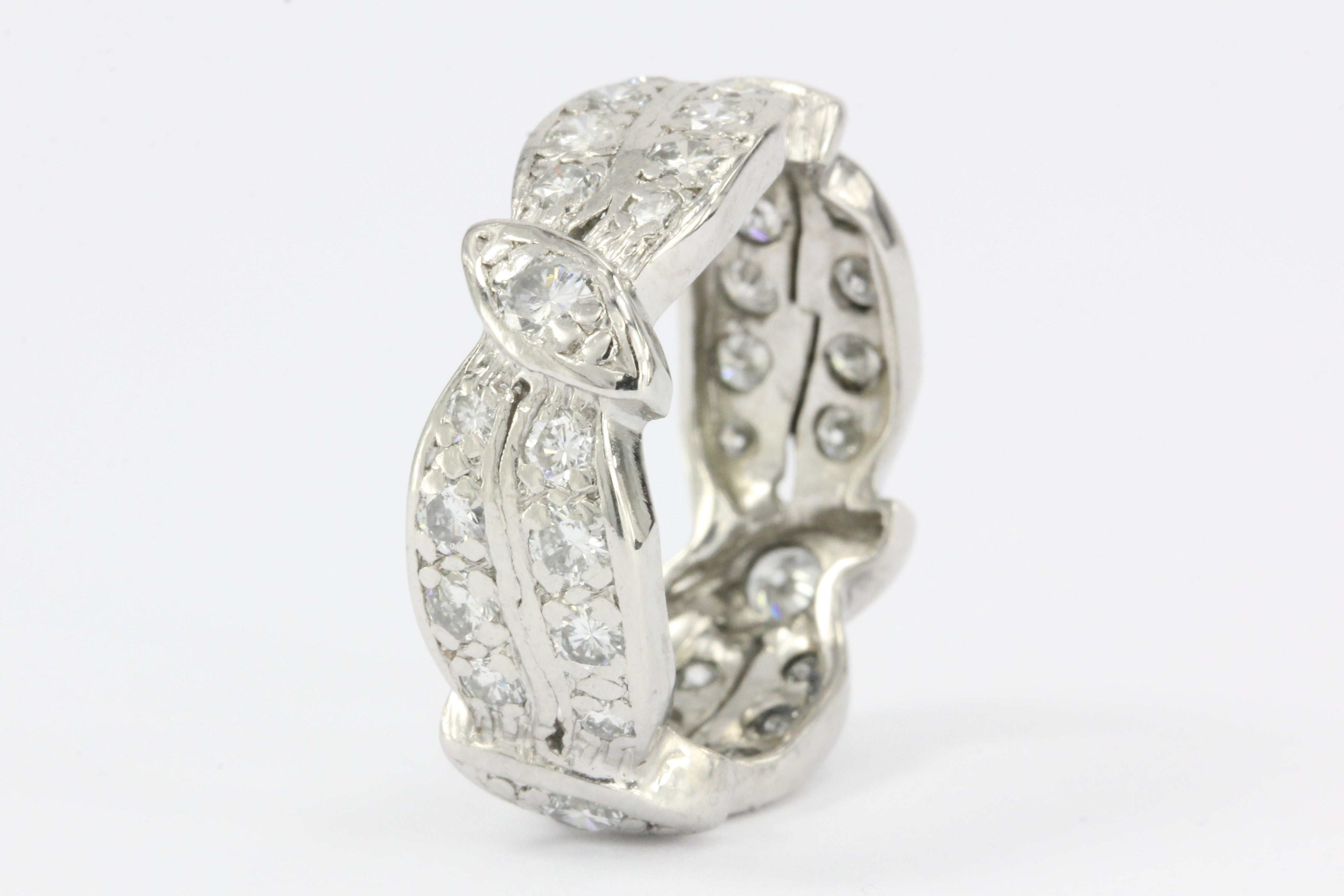 Art Deco Ribbon Platinum 1 CTW Diamond Band Ring c. 1925 - Queen May
