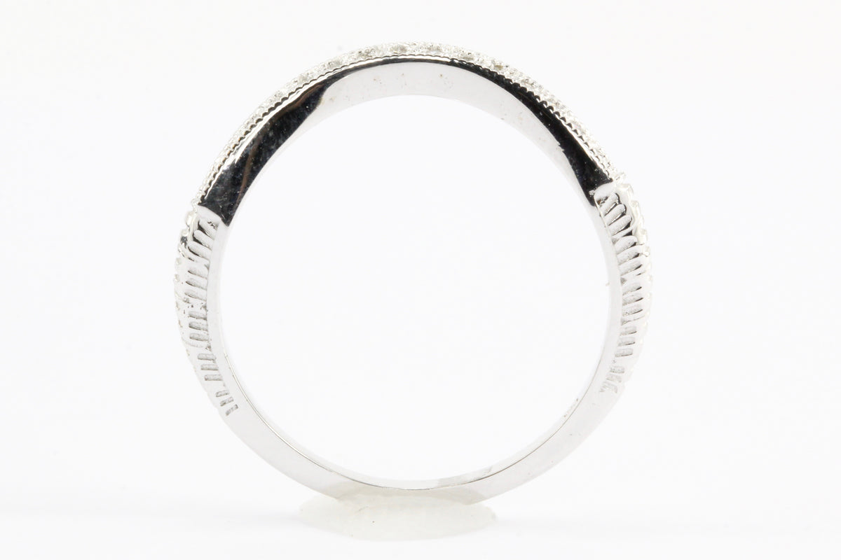14K White Gold Half Eternity Diamond Band Ring Jacket Size 6.5 - Queen May