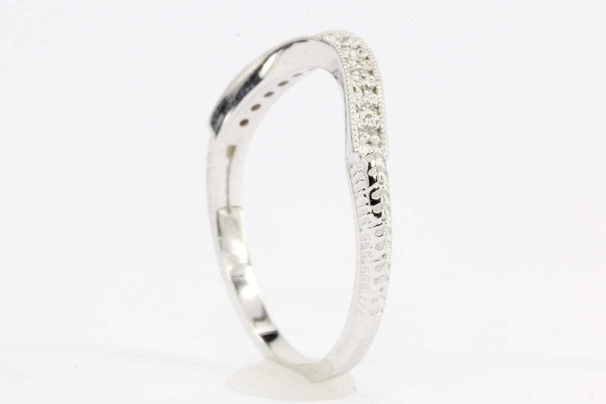 14K White Gold Half Eternity Diamond Band Ring Jacket Size 6.5 - Queen May