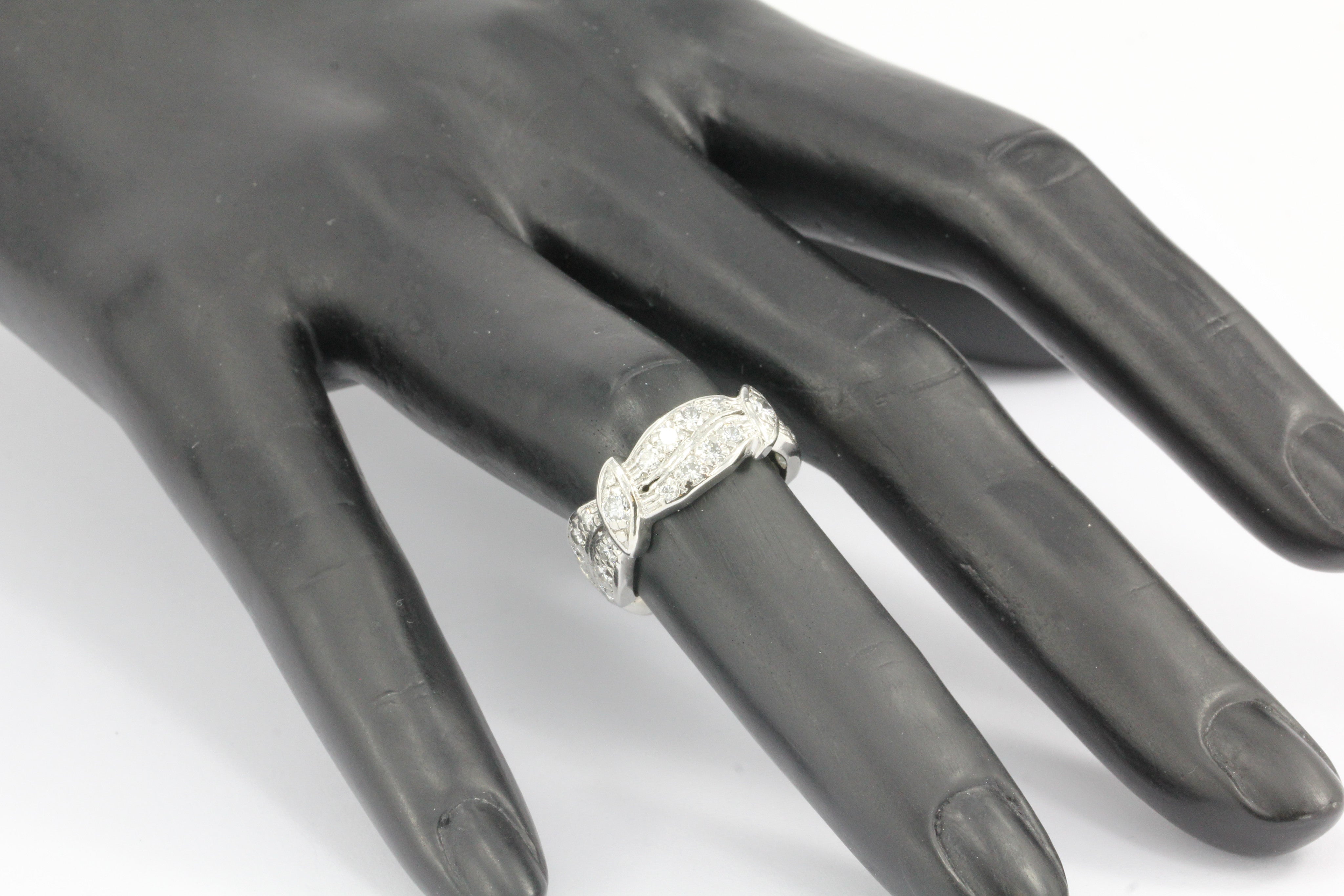 Art Deco Ribbon Platinum 1 CTW Diamond Band Ring c. 1925 - Queen May