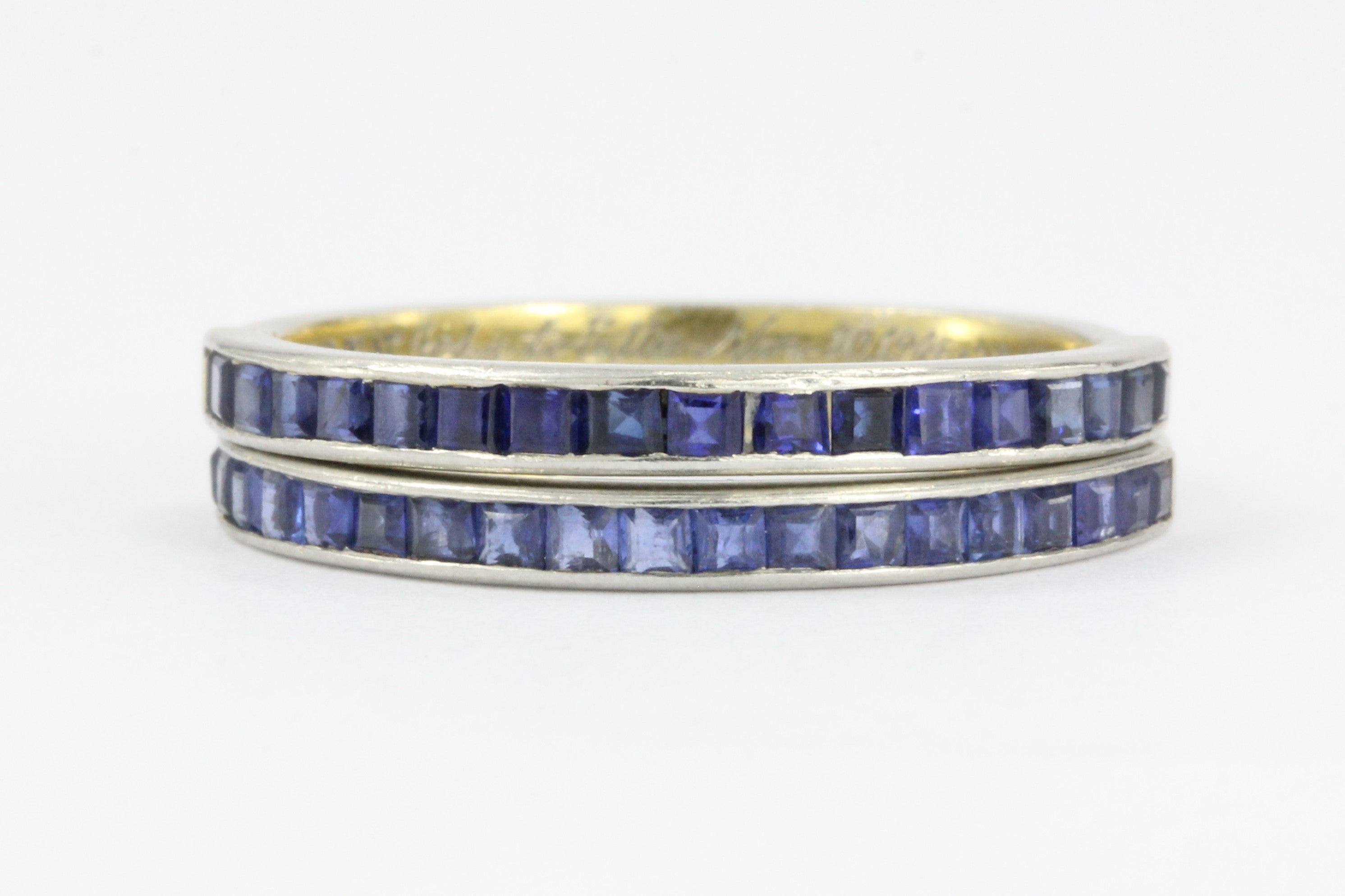 Tiffany & Co Platinum Sapphire Half Eternity Band Rings Pair c.1945 - Queen May