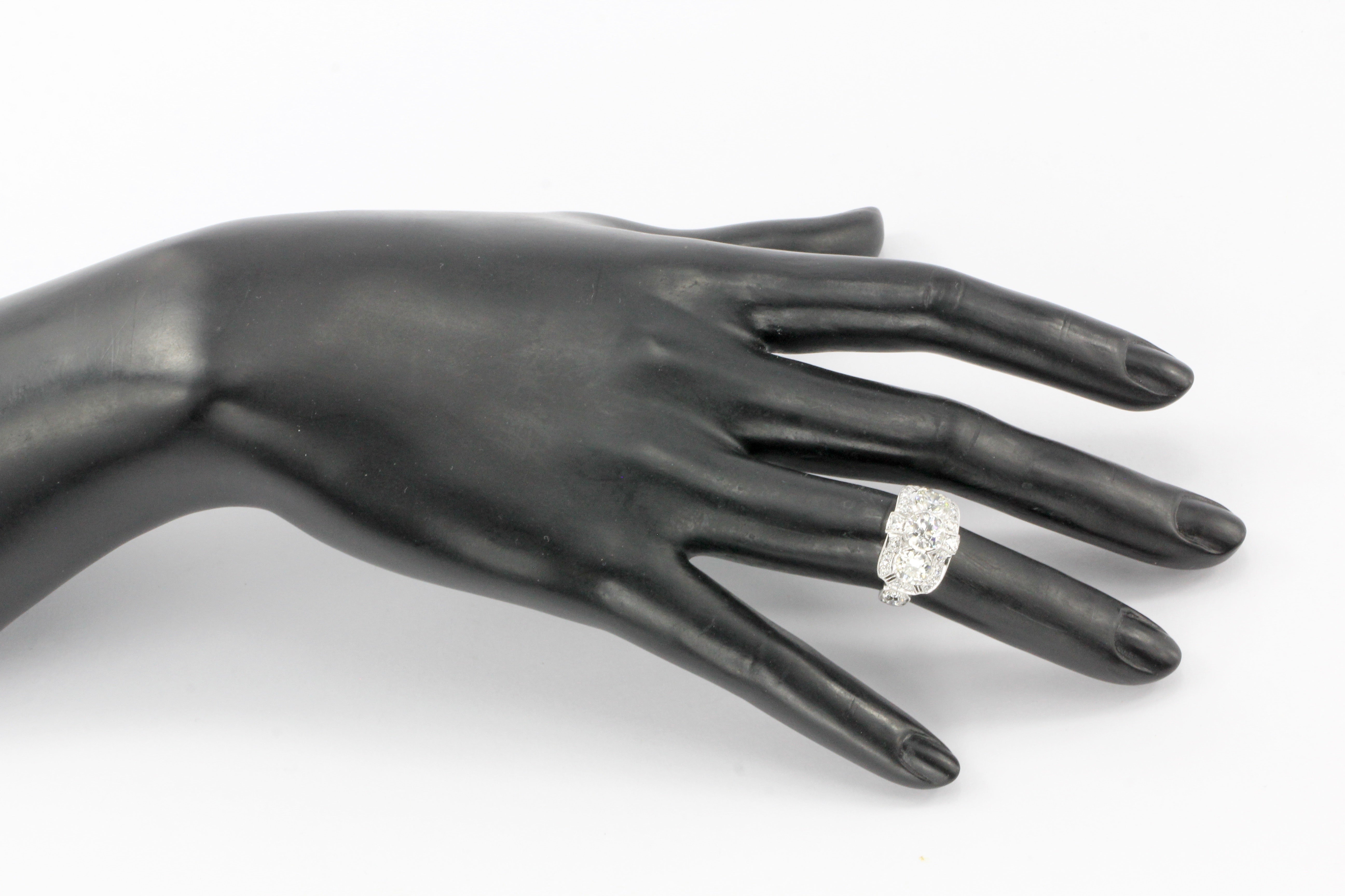Art Deco Platinum Old European Cut 3 Stone Diamond Engagement Ring c.1920's - Queen May