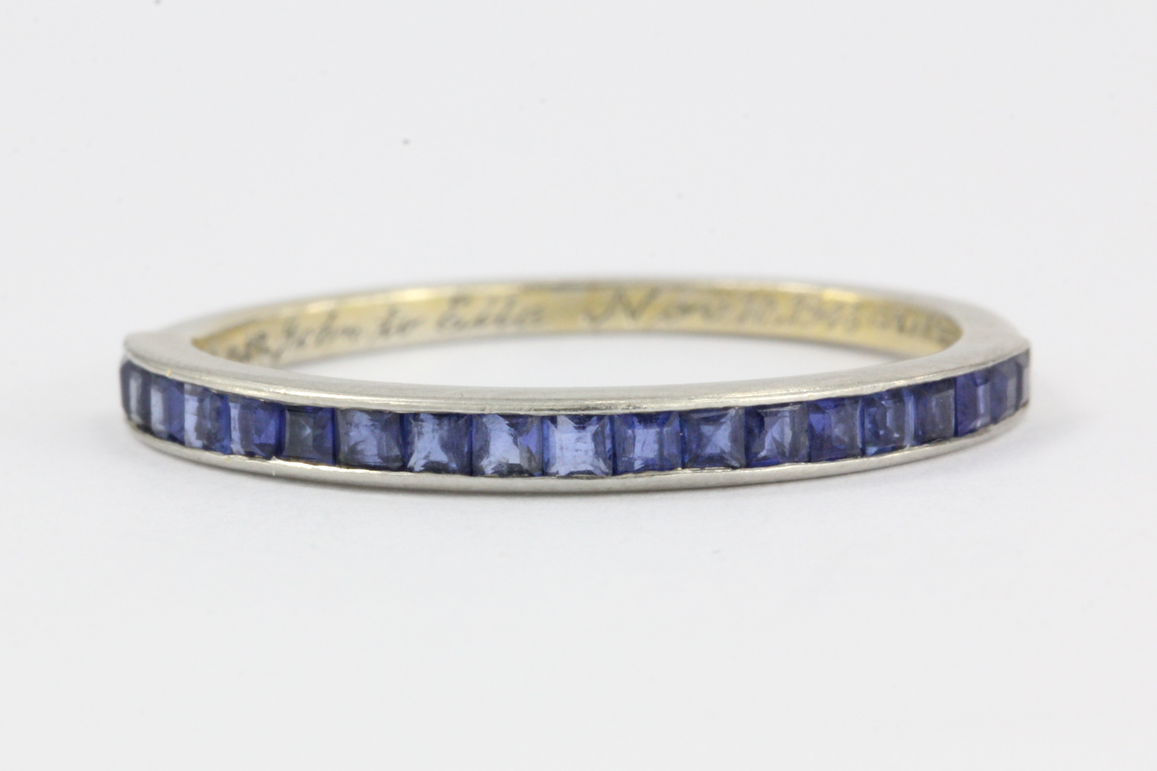Tiffany & Co Platinum Sapphire Half Eternity Band Rings Pair c.1945 - Queen May