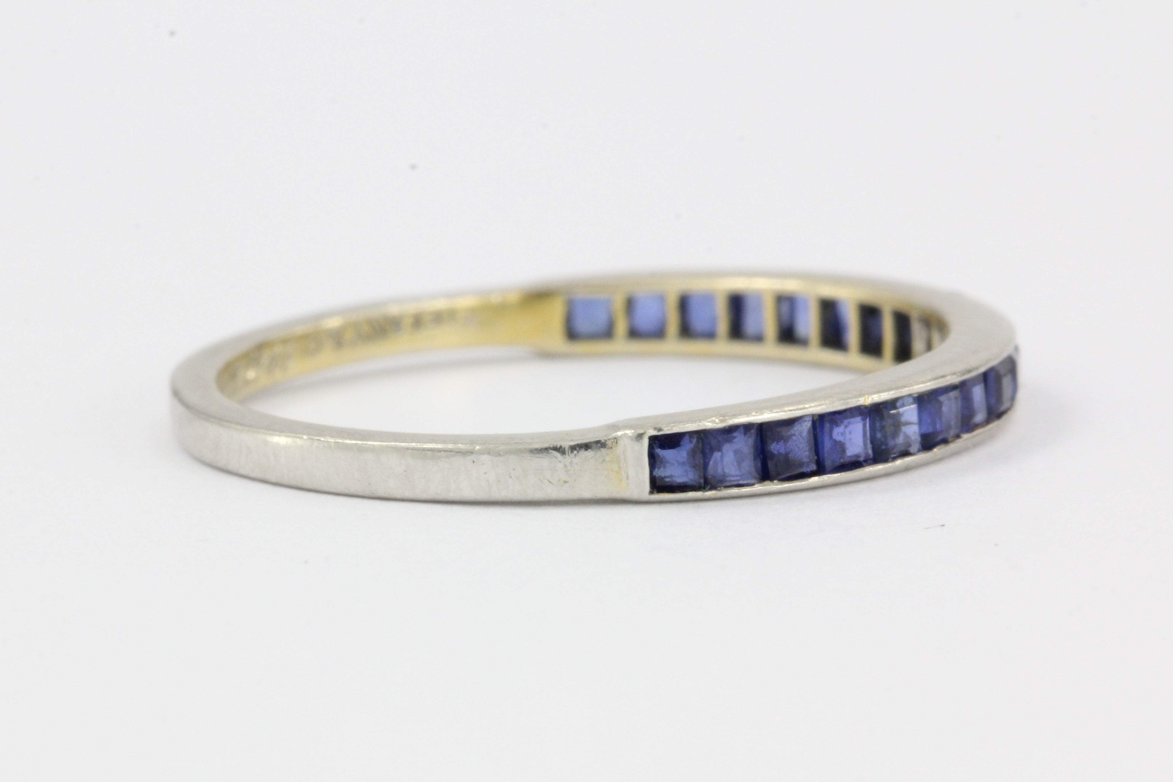 Tiffany & Co Platinum Sapphire Half Eternity Band Rings Pair c.1945 - Queen May