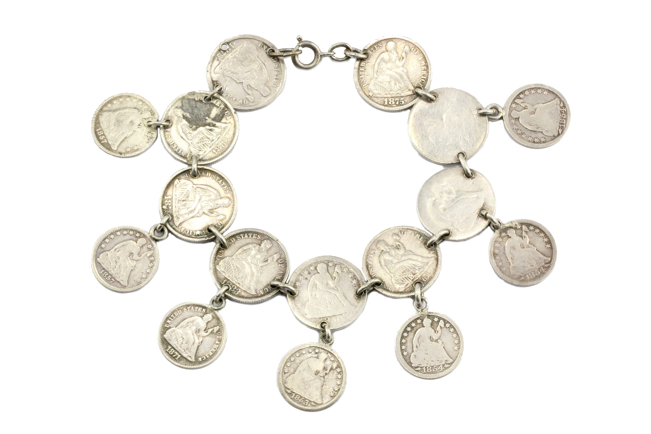 Victorian American Coin Silver Loaded Love Token Bracelet c.1880's - Queen May