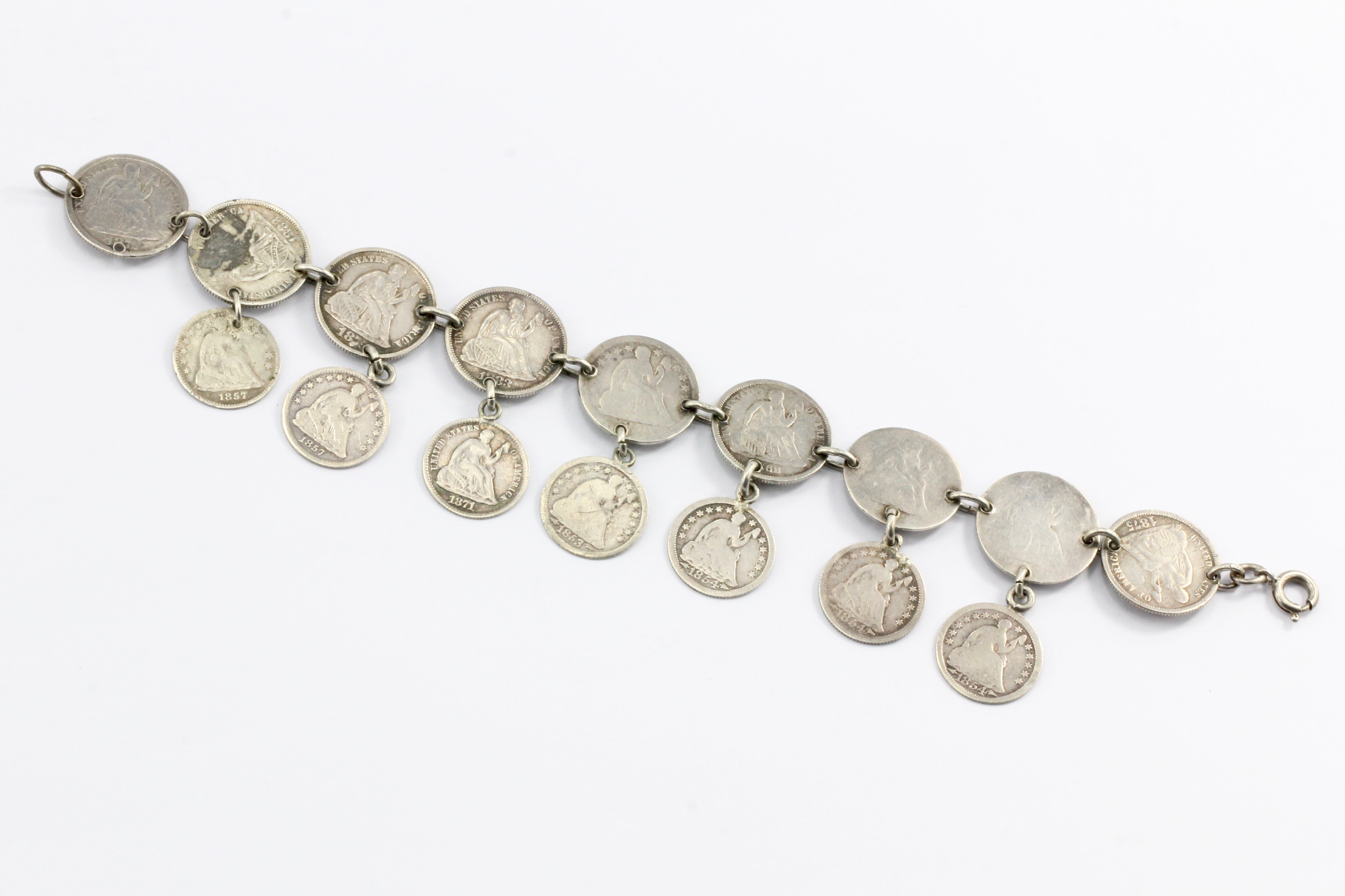 Victorian American Coin Silver Loaded Love Token Bracelet c.1880's - Queen May