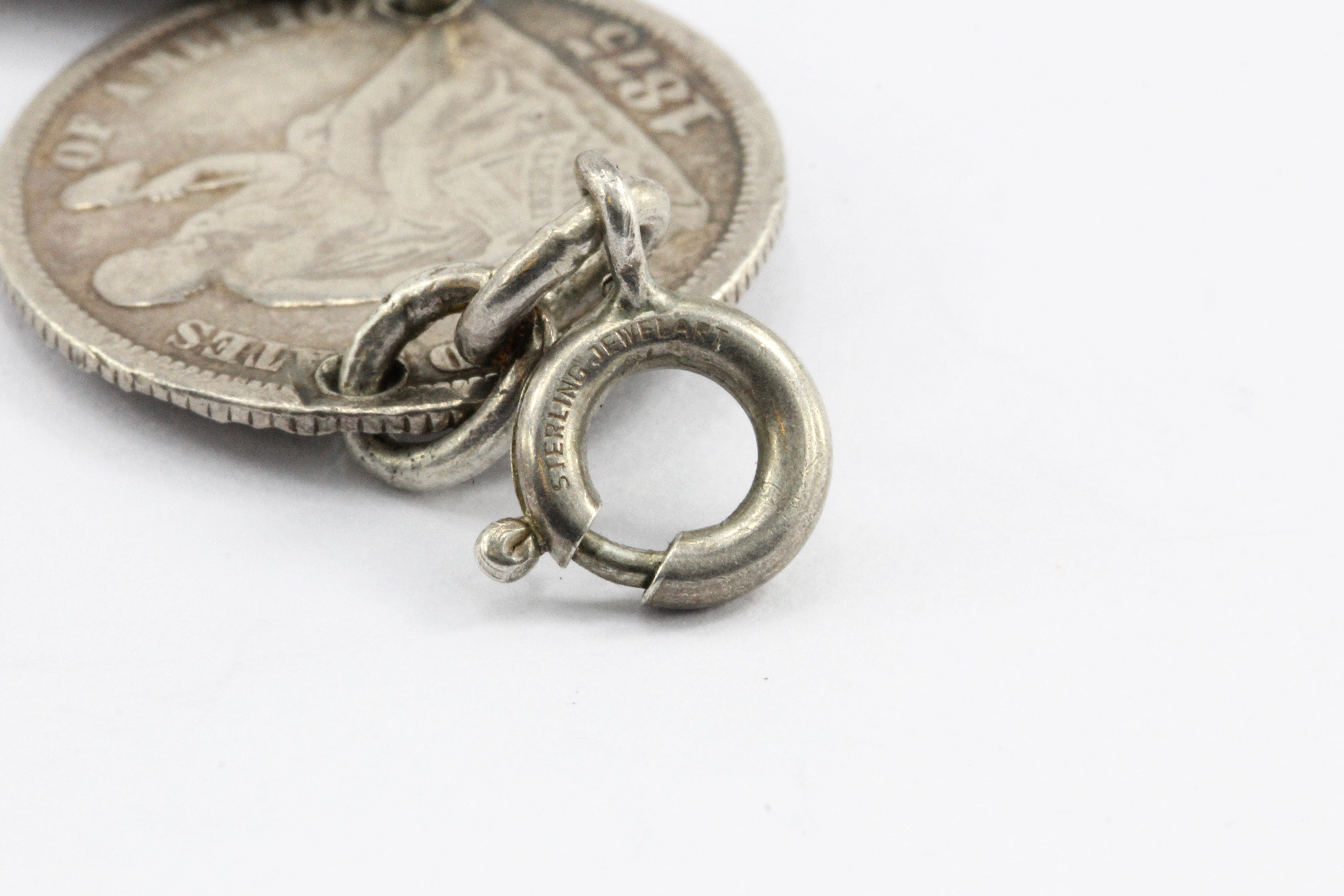 Victorian American Coin Silver Loaded Love Token Bracelet c.1880's - Queen May
