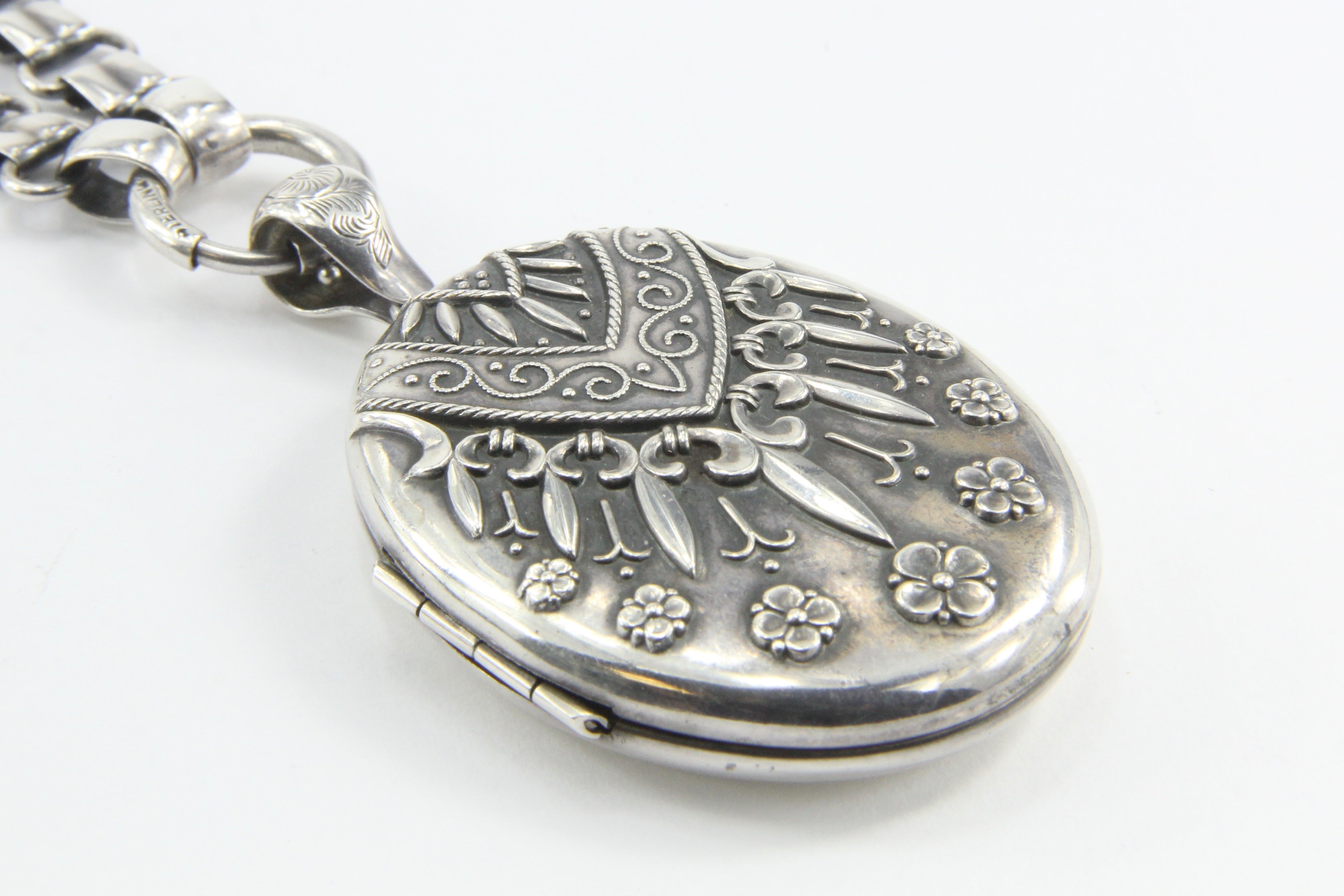 Victorian Sterling Silver Aesthetic Locket Pendant & Book Chain Necklace - Queen May