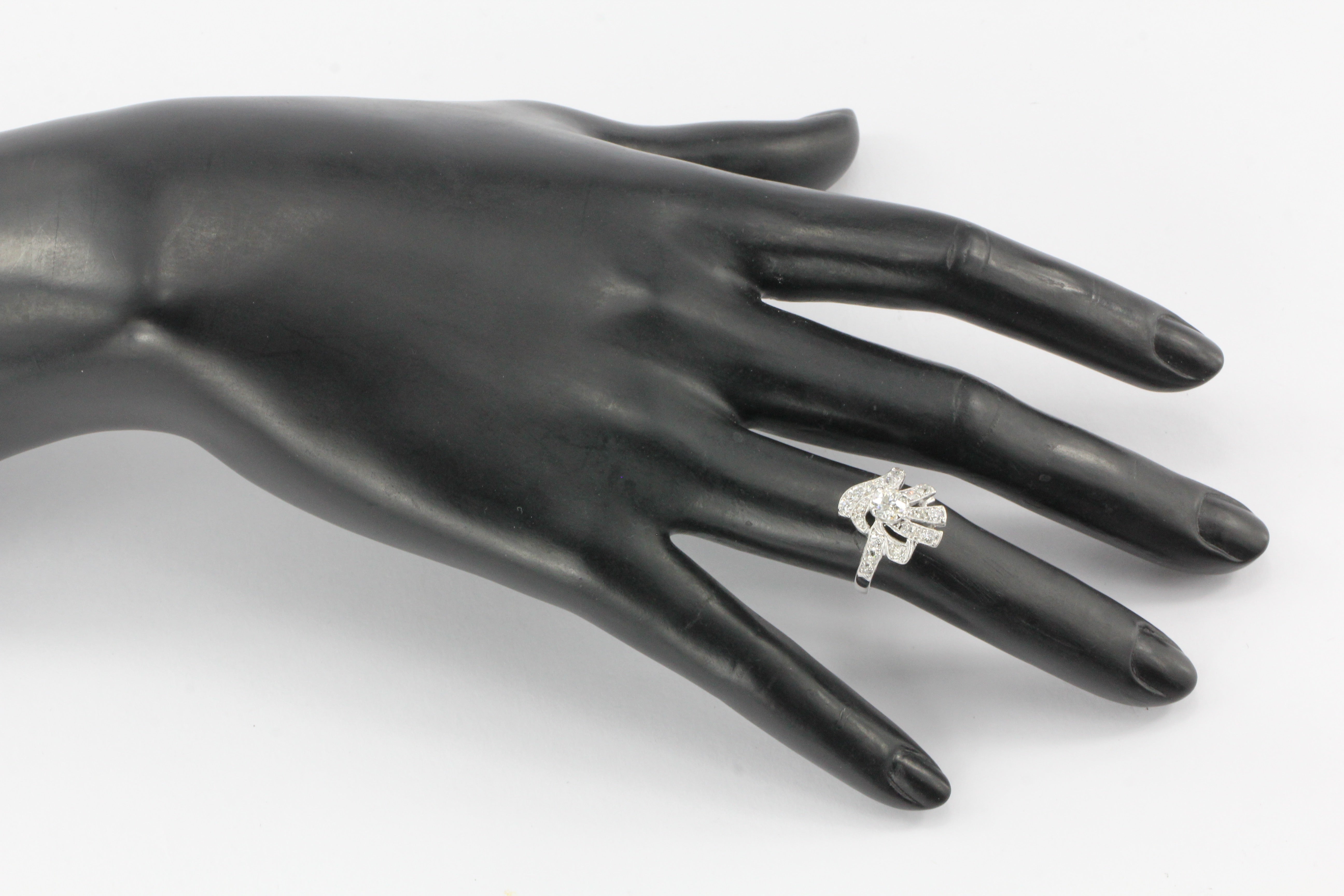 Art Deco 14K White Gold Old European Cut Diamond Ring c.1930's - Queen May