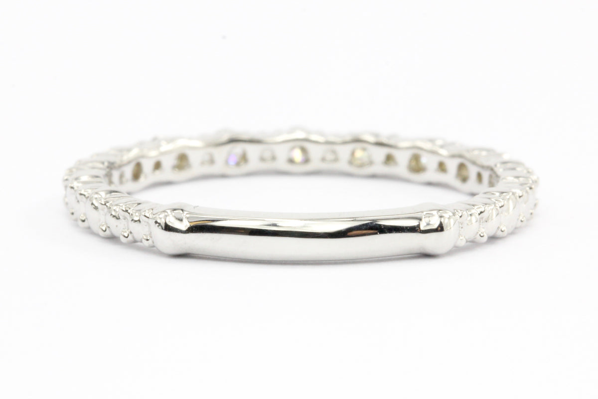 18K White Gold Diamond Half Eternity Band Ring Size 6.25 - Queen May