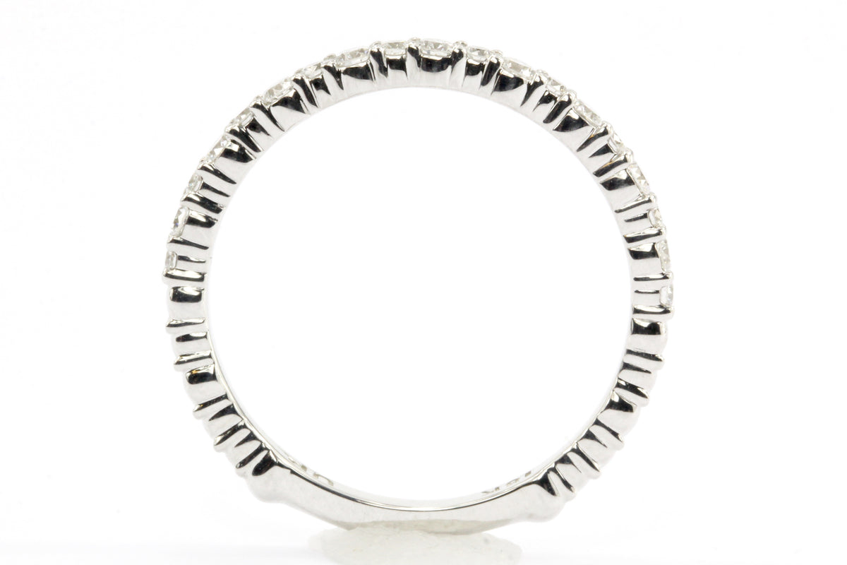 18K White Gold Diamond Half Eternity Band Ring Size 6.25 - Queen May