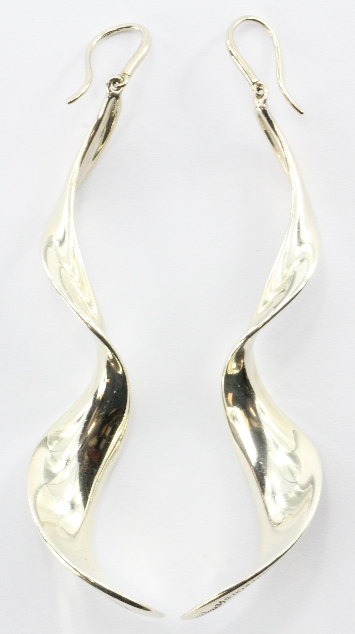 Tiffany & Co Sterling Silver Gehry Orchid Drop Dangle Twist Earrings Large Size - Queen May
