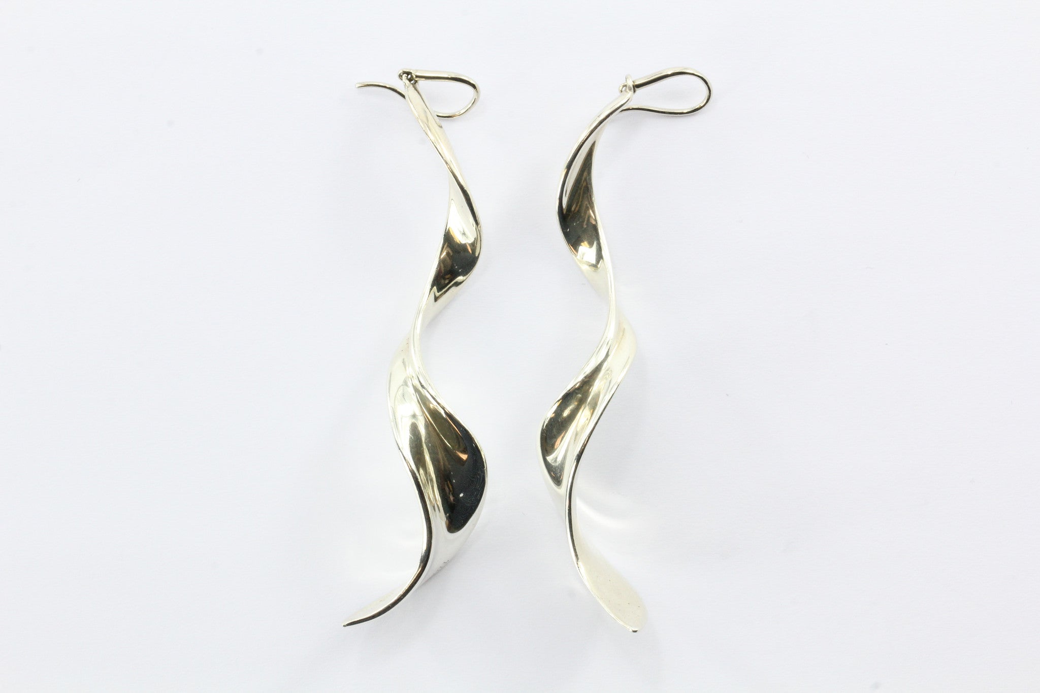 Tiffany & Co Sterling Silver Gehry Orchid Drop Dangle Twist Earrings Large Size - Queen May