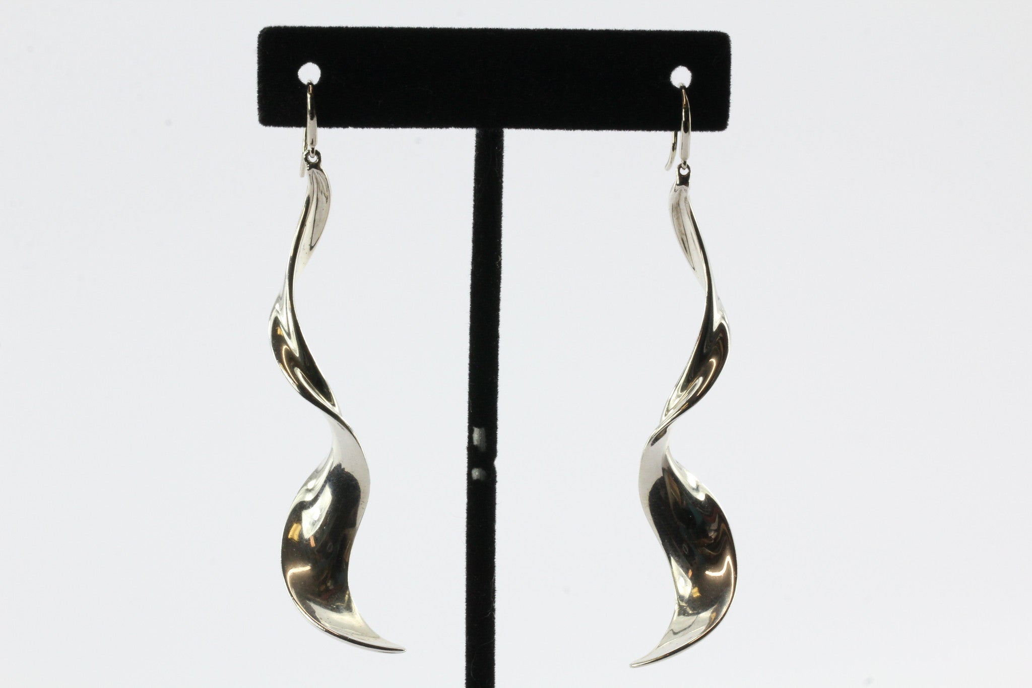 Tiffany & Co Sterling Silver Gehry Orchid Drop Dangle Twist Earrings Large Size - Queen May