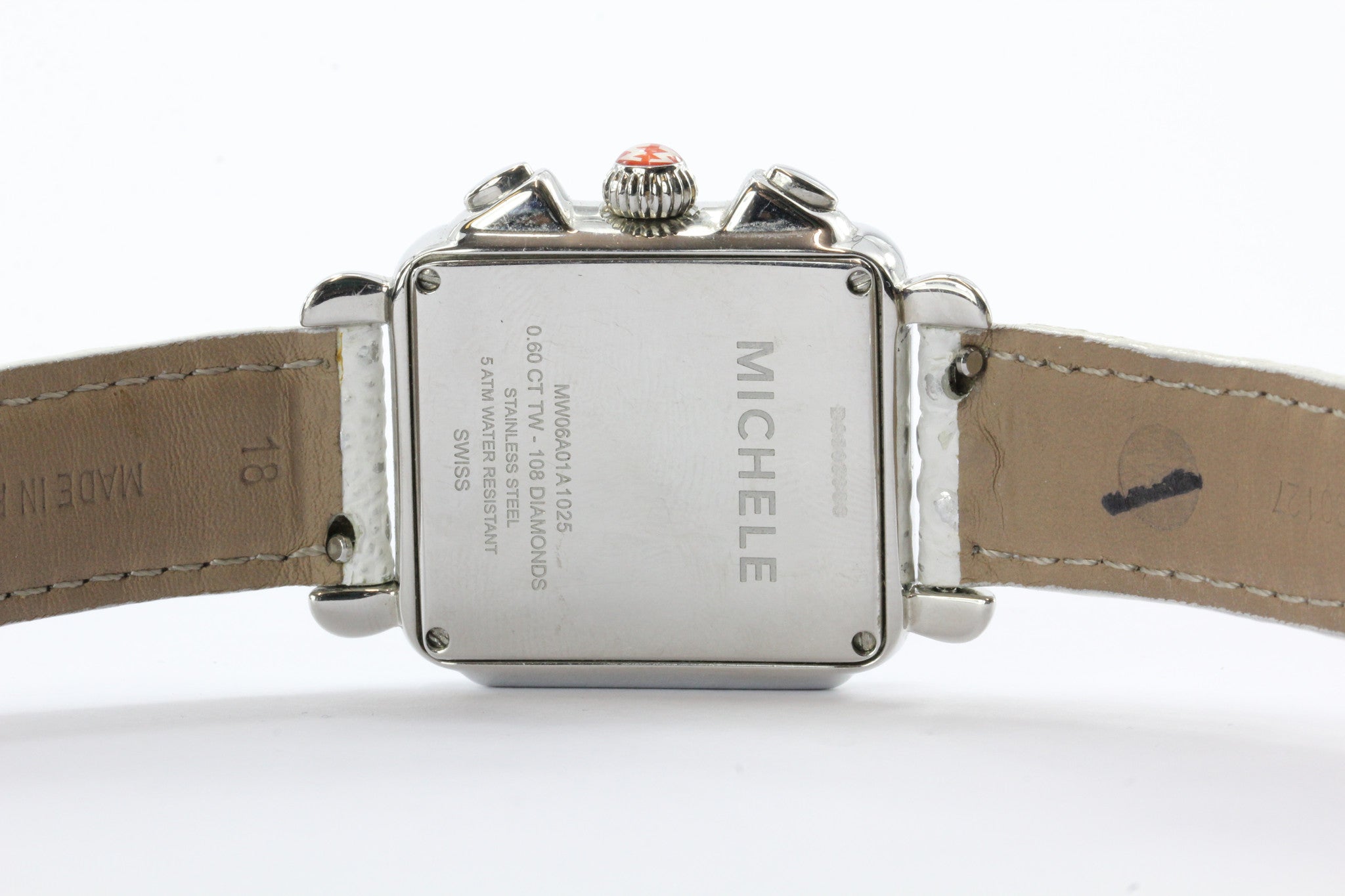 Michele Deco 108 .60 CTW Diamond Bezel White Diamond Chronograph Siwss Watch - Queen May