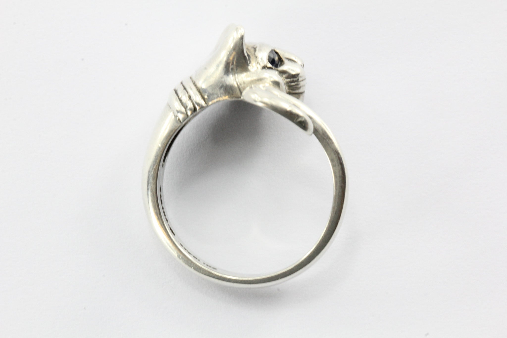 Kabana Sterling Silver Sapphire Eye Cat Ring - Queen May