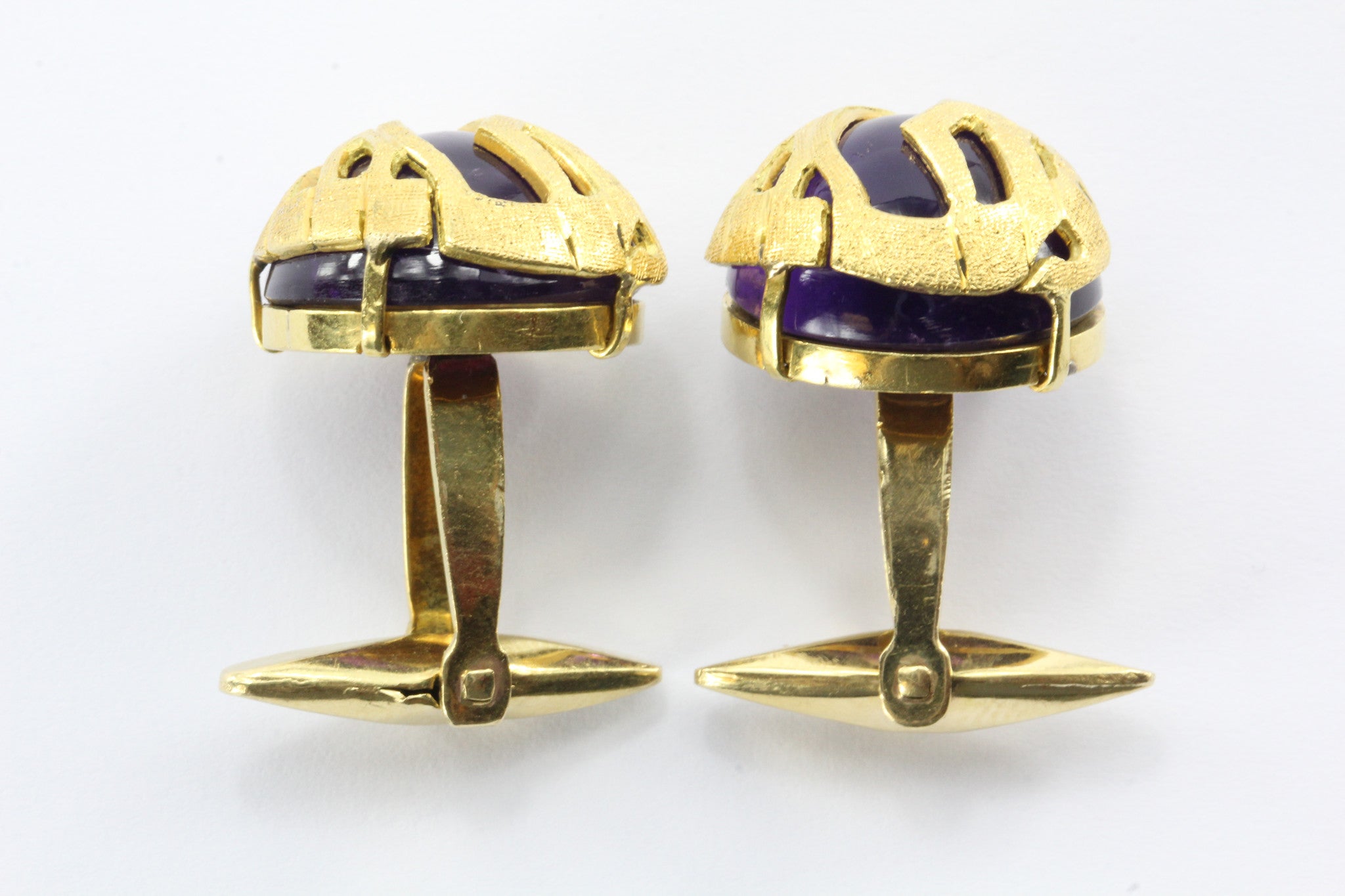 Antique 18K Gold Cabochon Amethyst Cufflinks - Queen May