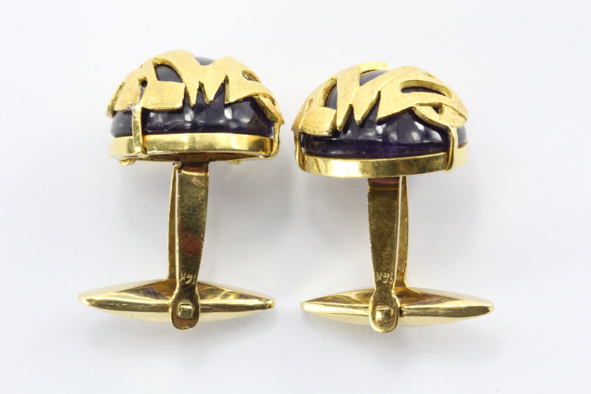 Antique 18K Gold Cabochon Amethyst Cufflinks - Queen May