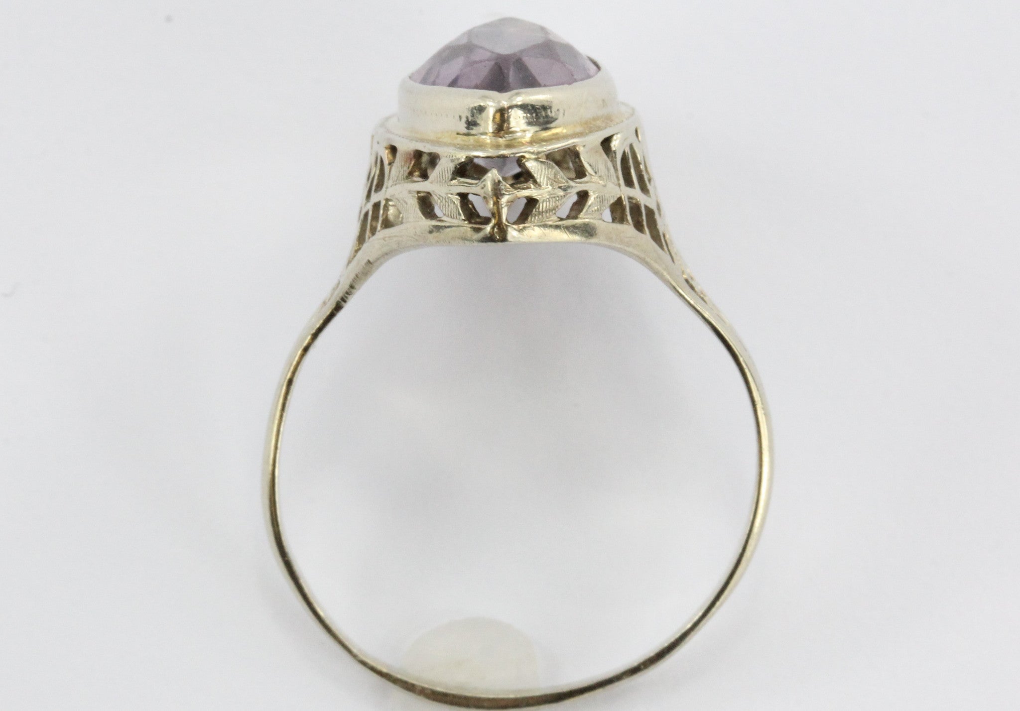 Antique Art Deco 14K White Gold 3.25 Carat Amethyst Ring - Queen May