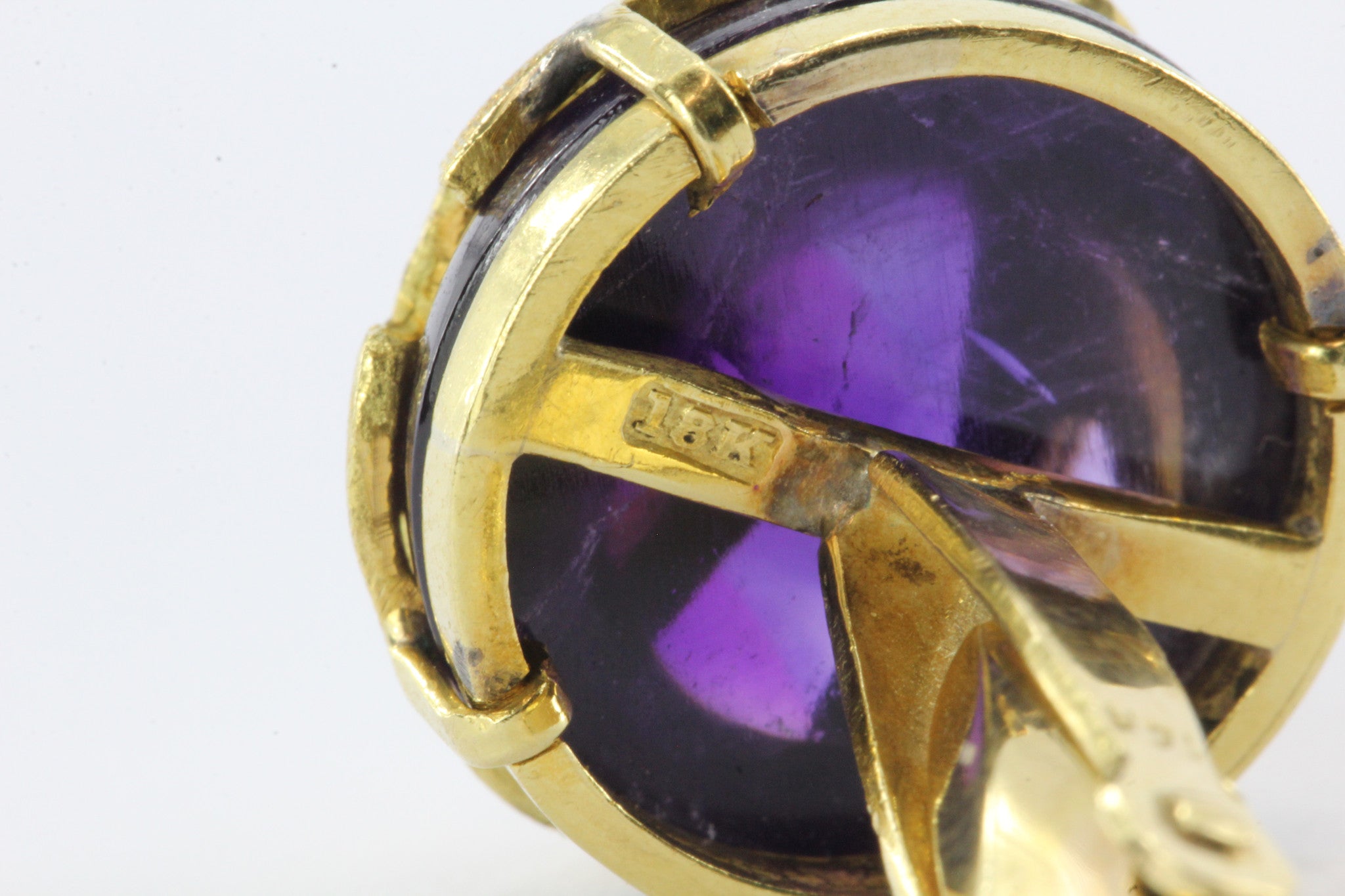 Antique 18K Gold Cabochon Amethyst Cufflinks - Queen May