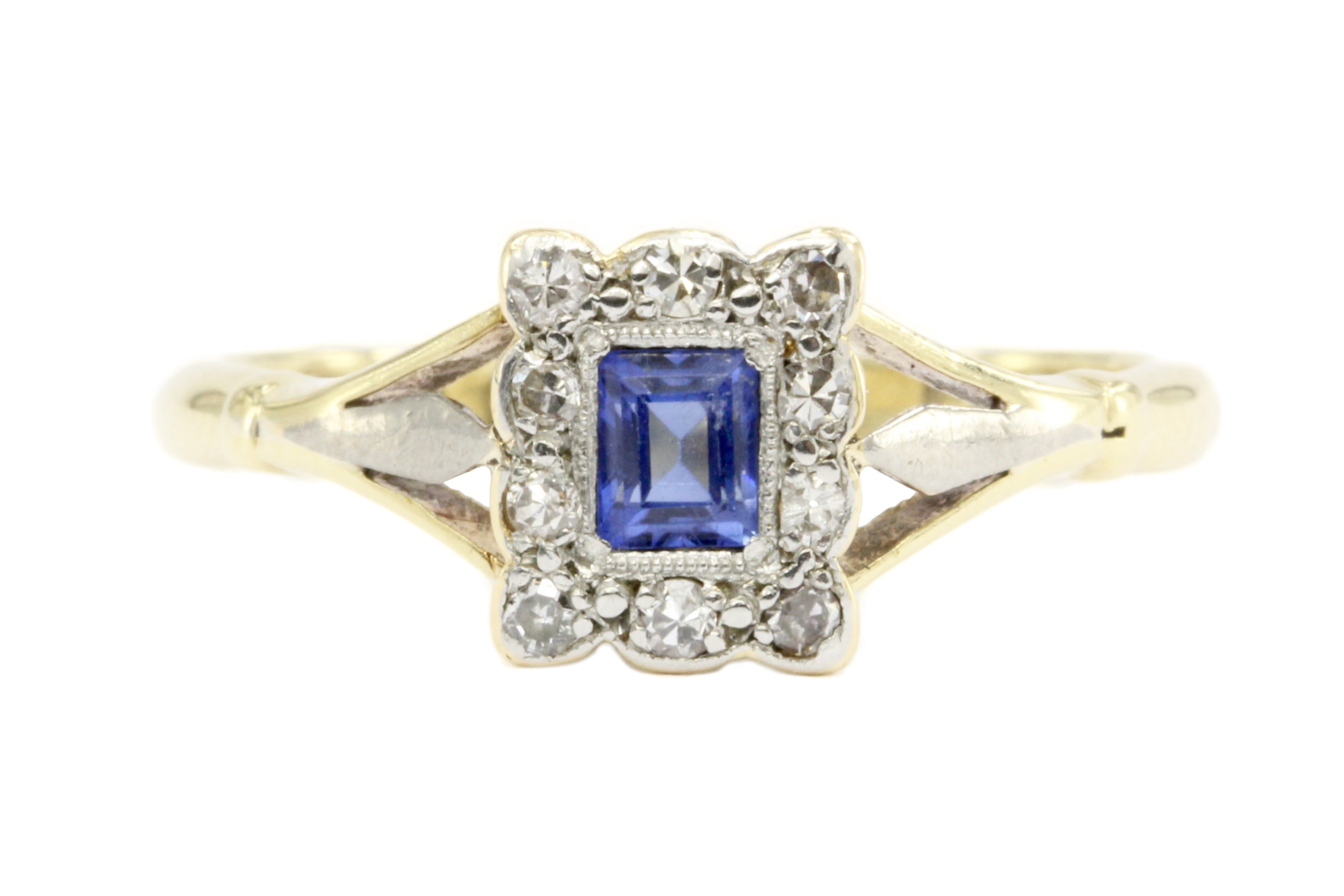 Edwardian 18K & Platinum Sapphire & Diamond Ring C. 1910 - Queen May
