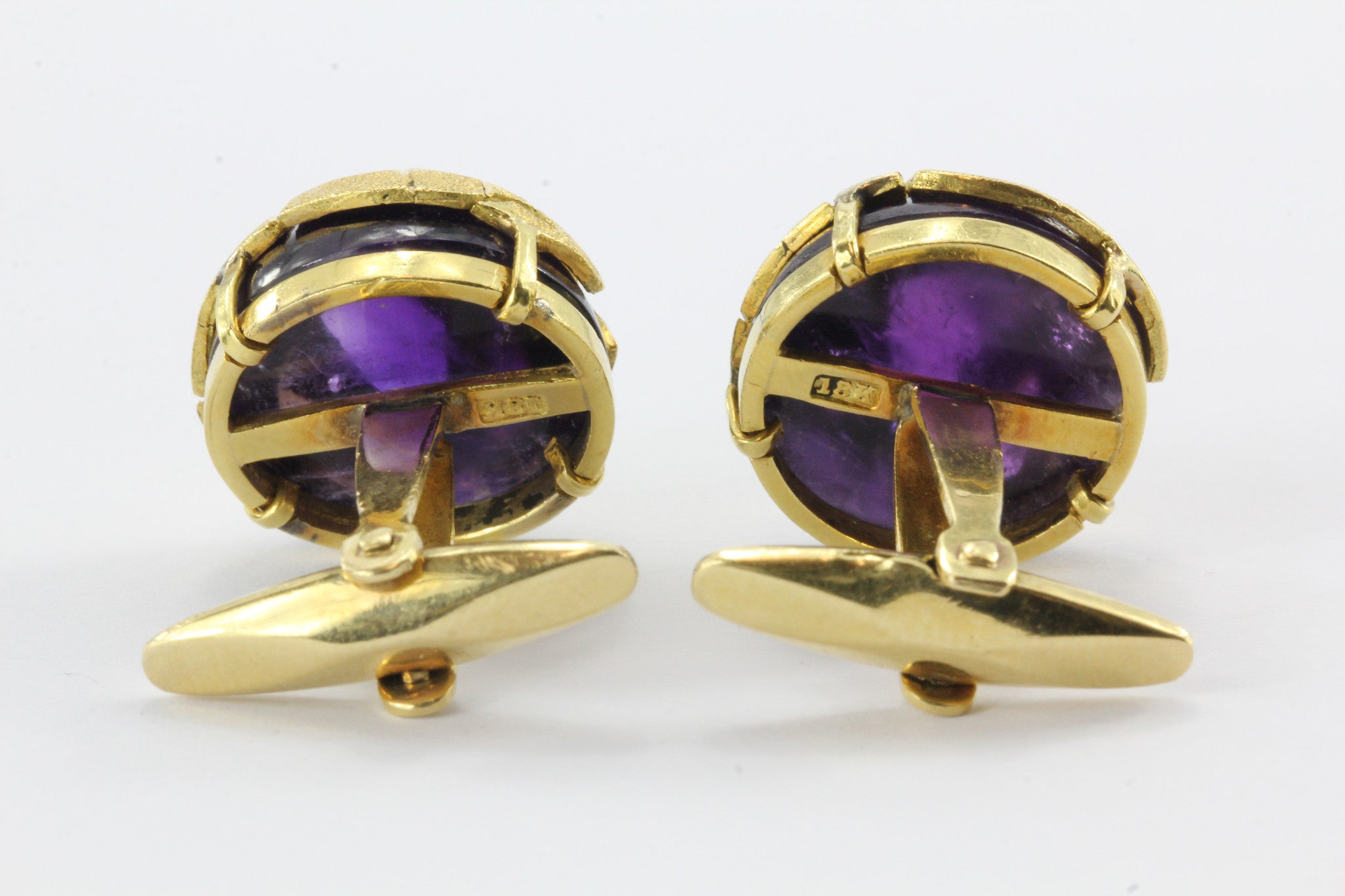 Antique 18K Gold Cabochon Amethyst Cufflinks - Queen May