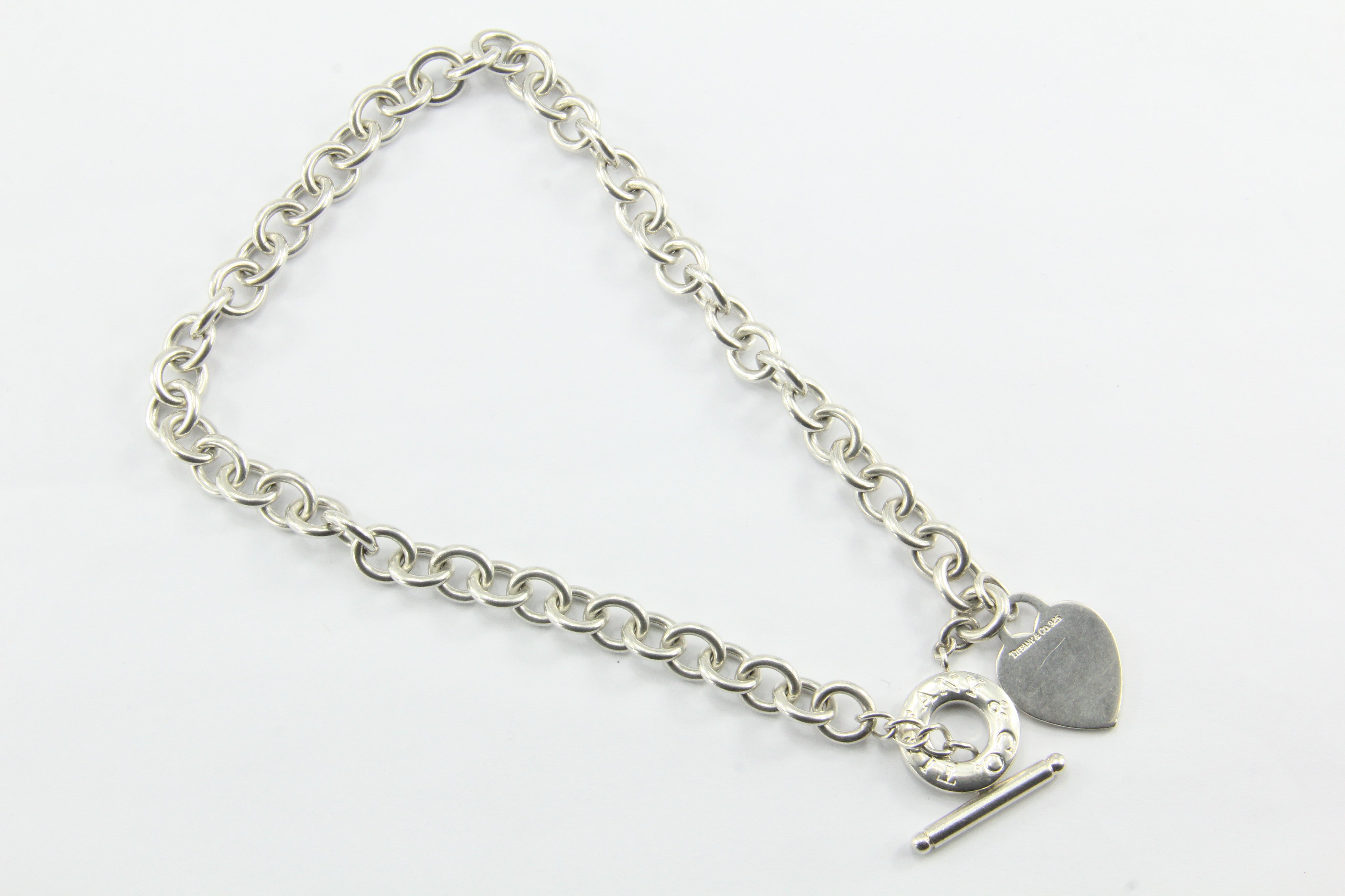Tiffany & Co Sterling Silver Toggle Heart Tag Necklace 18.5" - Queen May