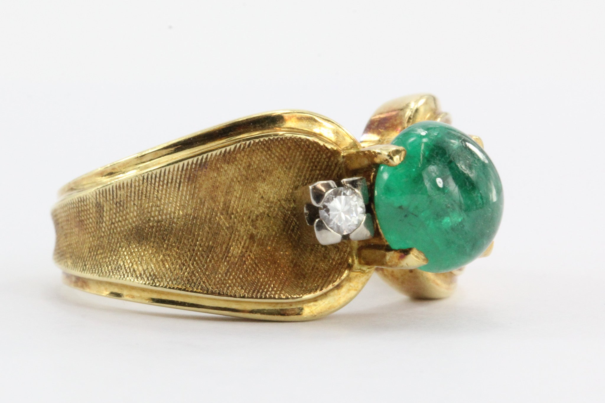 Vintage 18K Gold Gubelin 1.65 Emerald & Diamond Ring - Queen May