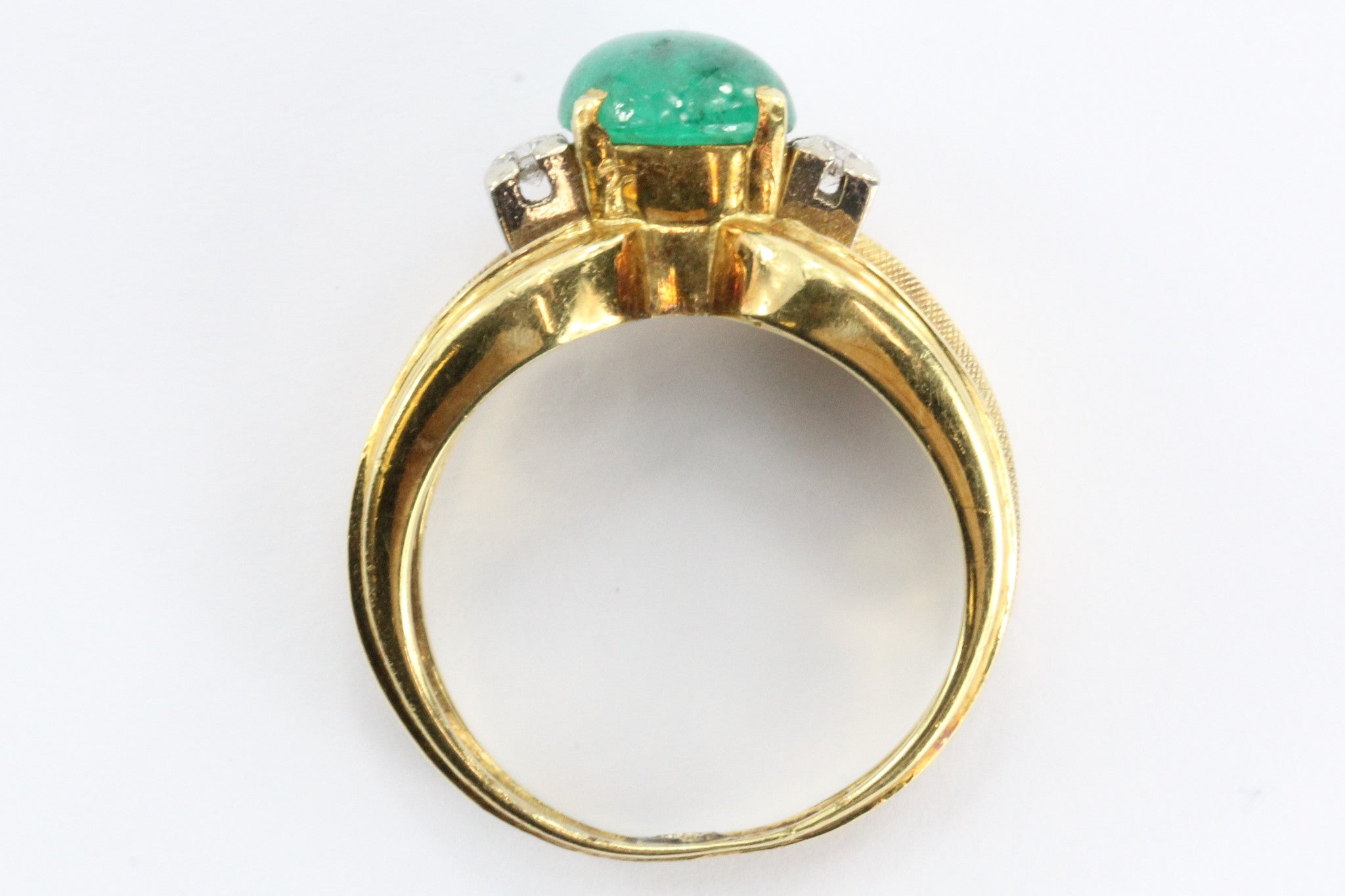Vintage 18K Gold Gubelin 1.65 Emerald & Diamond Ring - Queen May