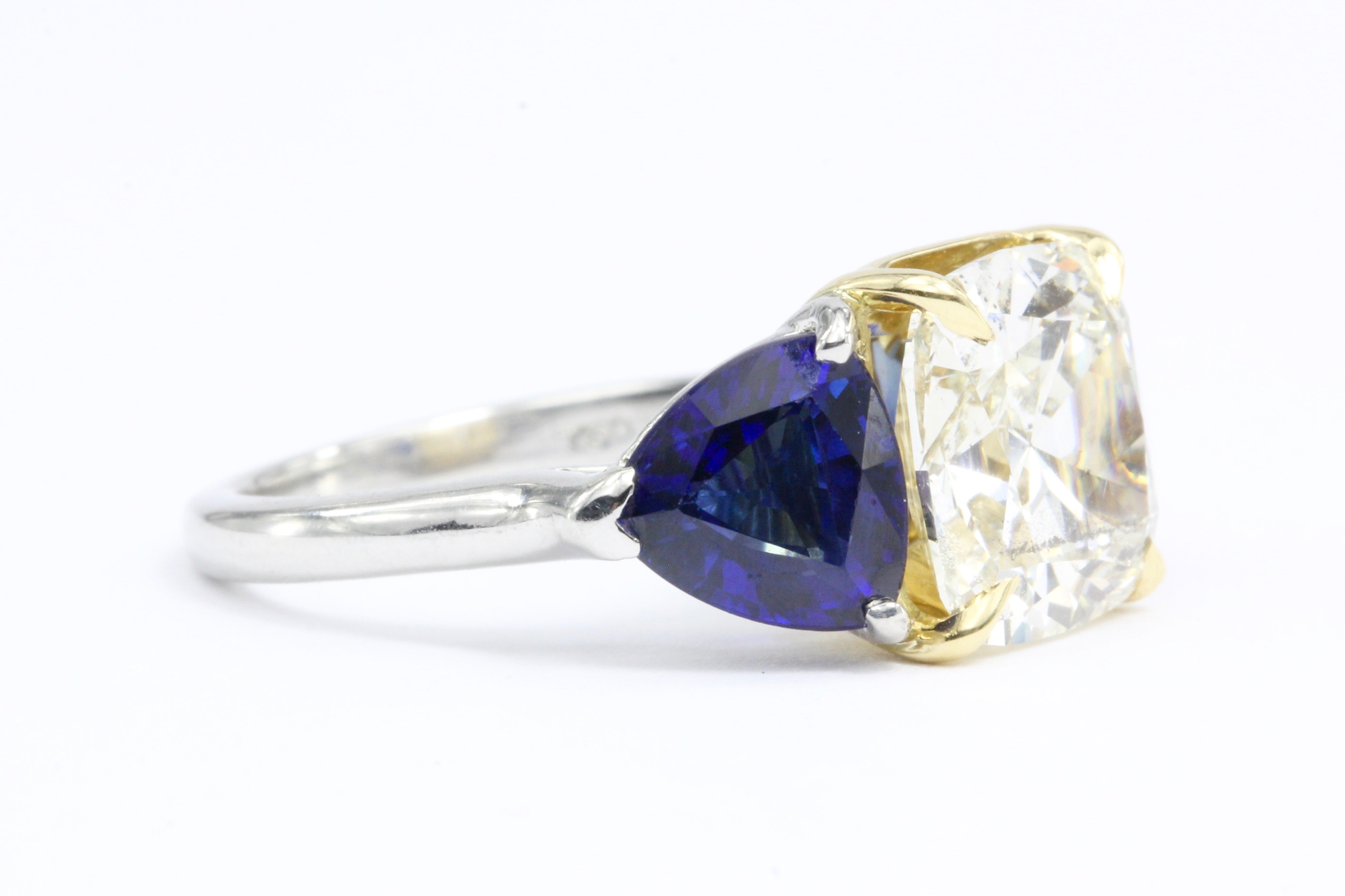 18K White Gold & Platinum 3.11 GIA M I1 1.5ct Natural Sapphire Ring - Queen May