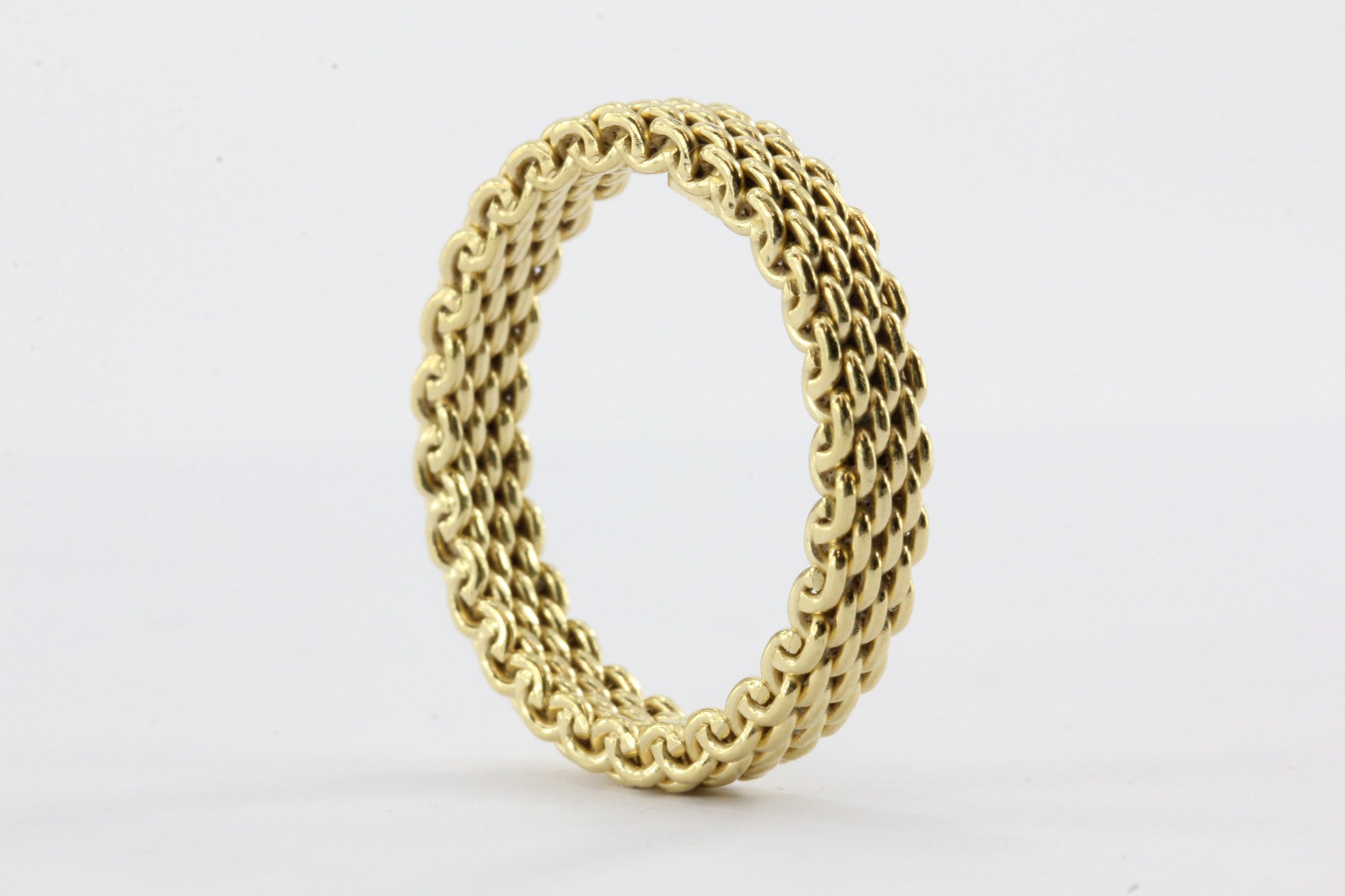 Tiffany & Co 18K Gold Somerset Mesh 3.5mm Band Ring Size 6.75 - Queen May