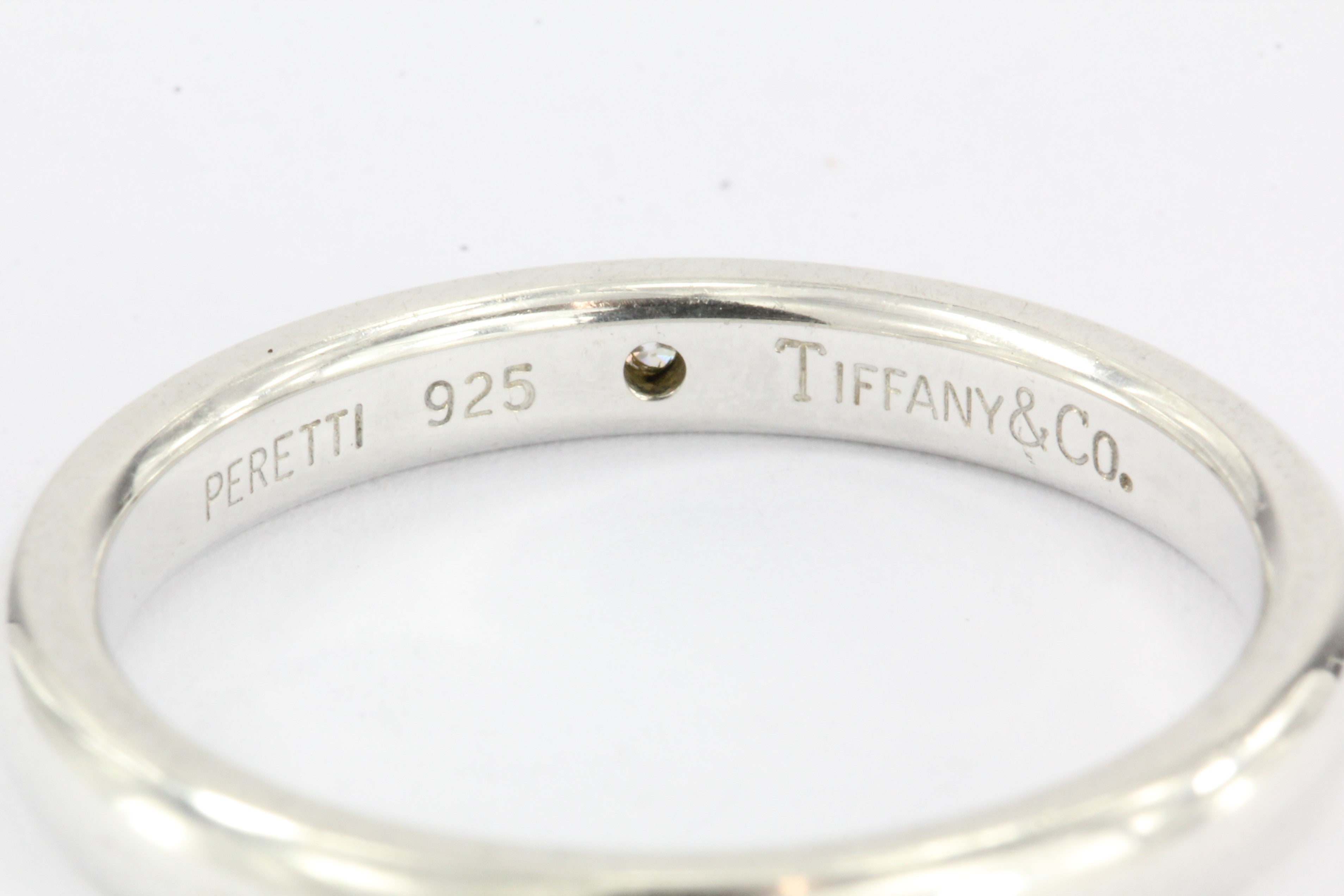 Tiffany & Co Sterling Silver Diamond Elsa Peretti Band Ring Size 7 - Queen May