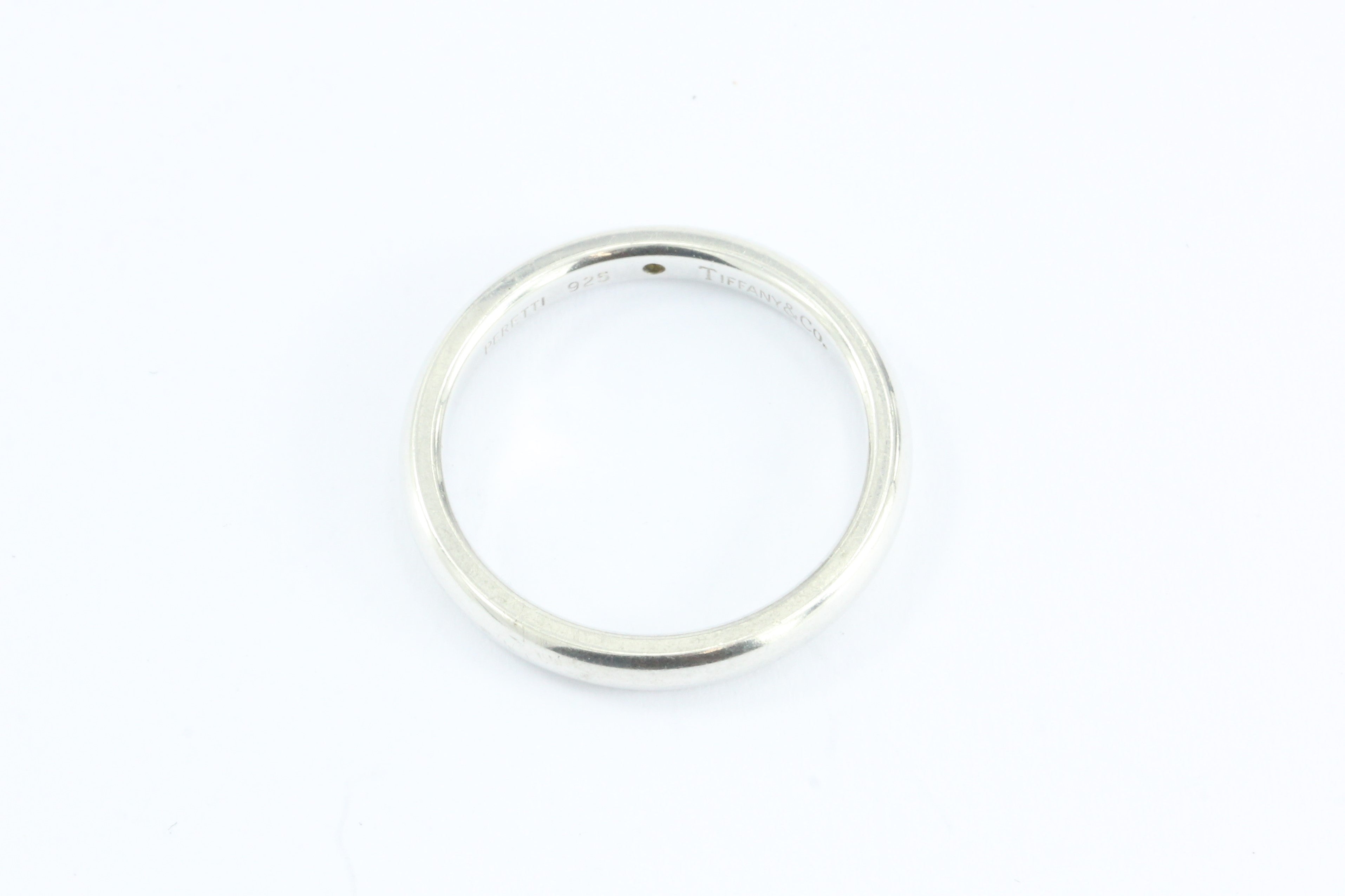 Tiffany & Co Sterling Silver Diamond Elsa Peretti Band Ring Size 7 - Queen May
