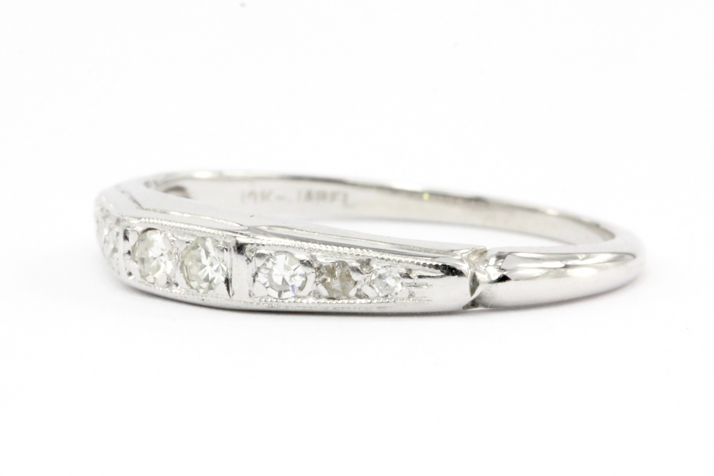 Art Deco 18K White Gold Single Cut Diamond Ring by Jabel - Queen May