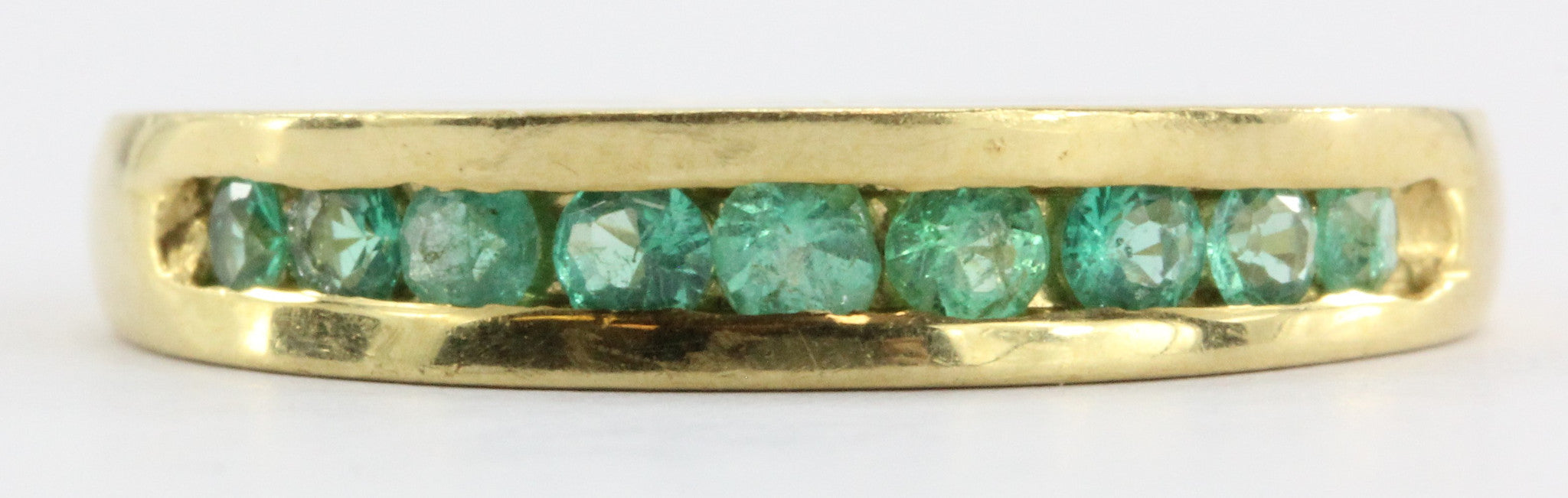 Vintage 18k Gold Colombian Emerald Band - Queen May