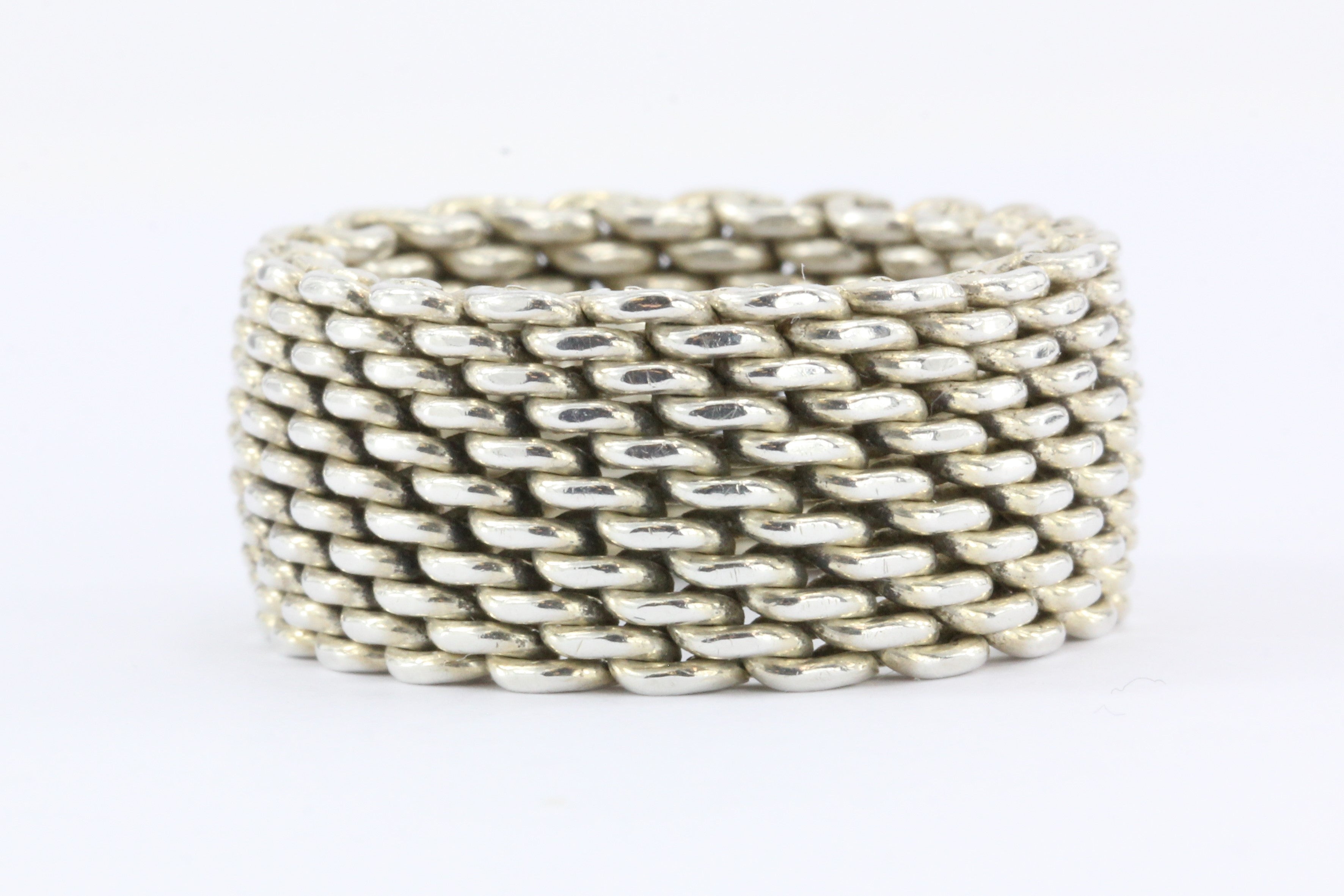 Tiffany & Co Sterling Silver Somerset Mesh Ring Size 9 - Queen May