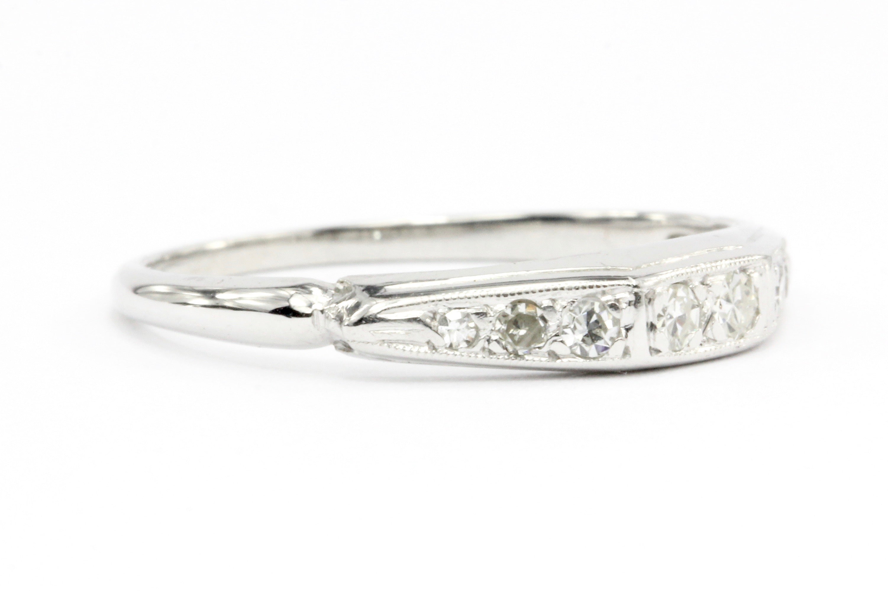 Art Deco 18K White Gold Single Cut Diamond Ring by Jabel - Queen May