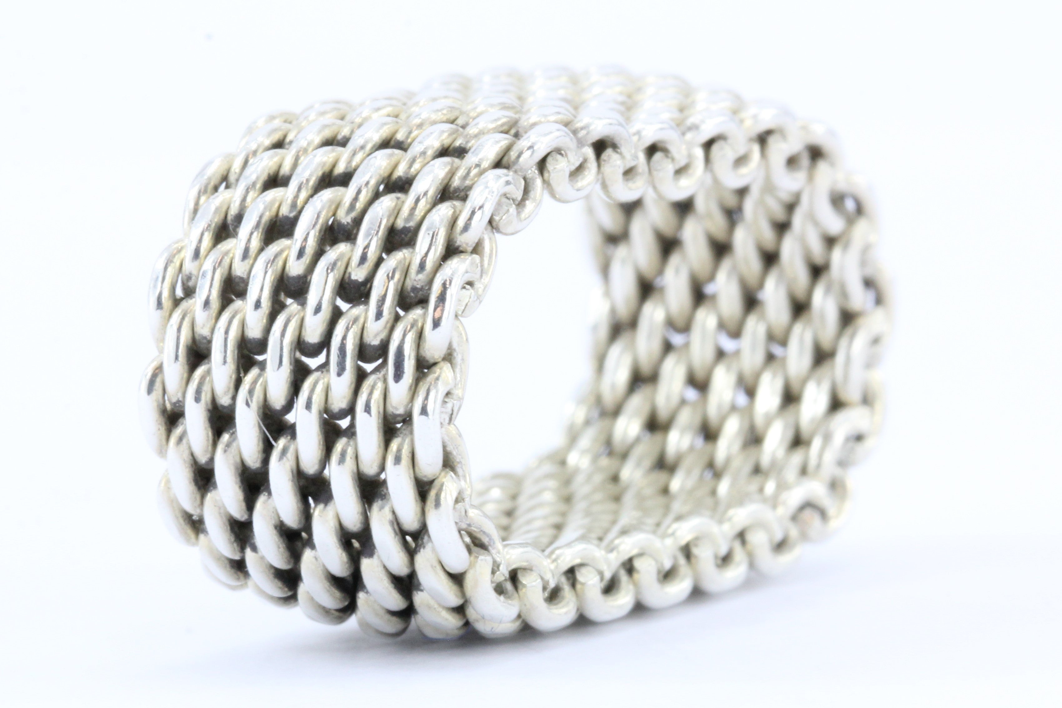 Tiffany & Co Sterling Silver Somerset Mesh Ring Size 9 - Queen May