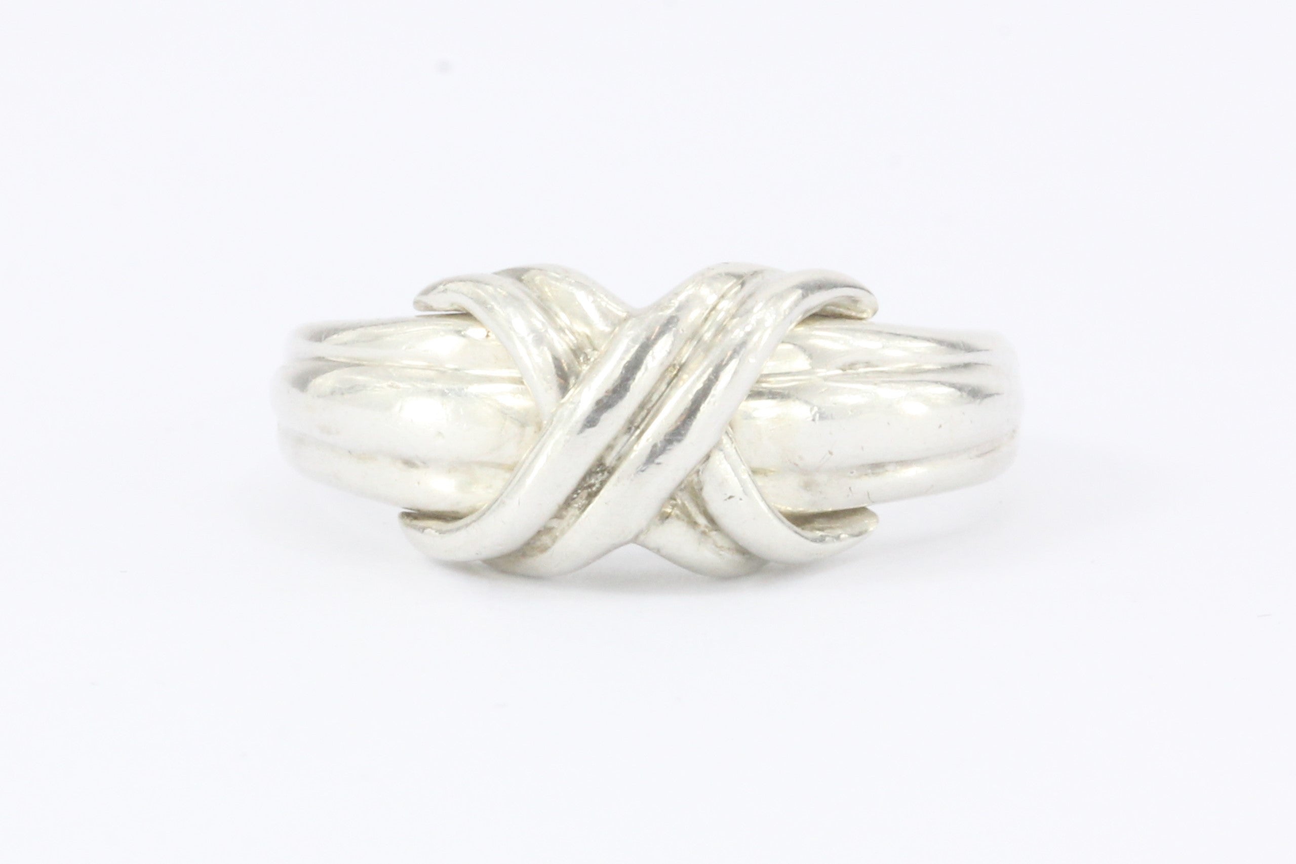 Tiffany & Co Sterling Silver X Lovers Knot Ring Size 6.5 - Queen May